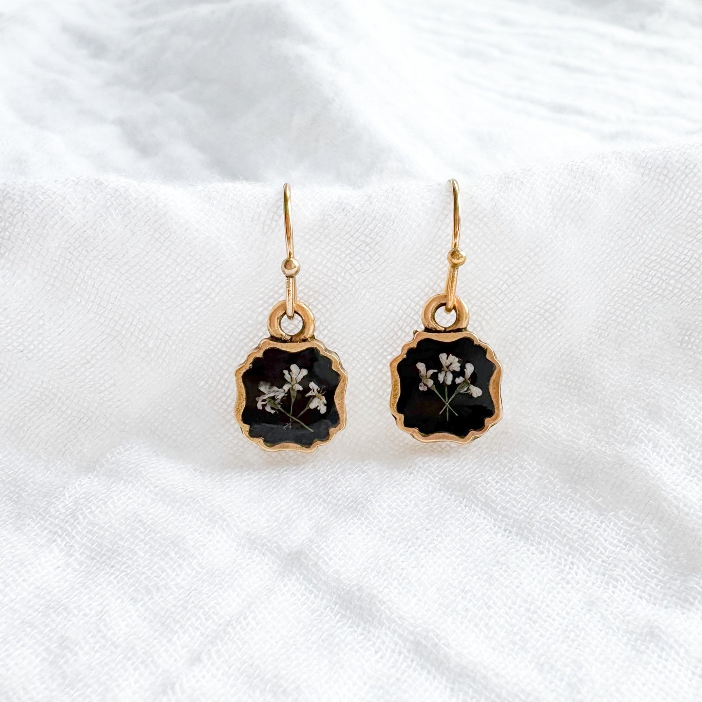 Anne Pressed Flower Drop Earrings | Gold