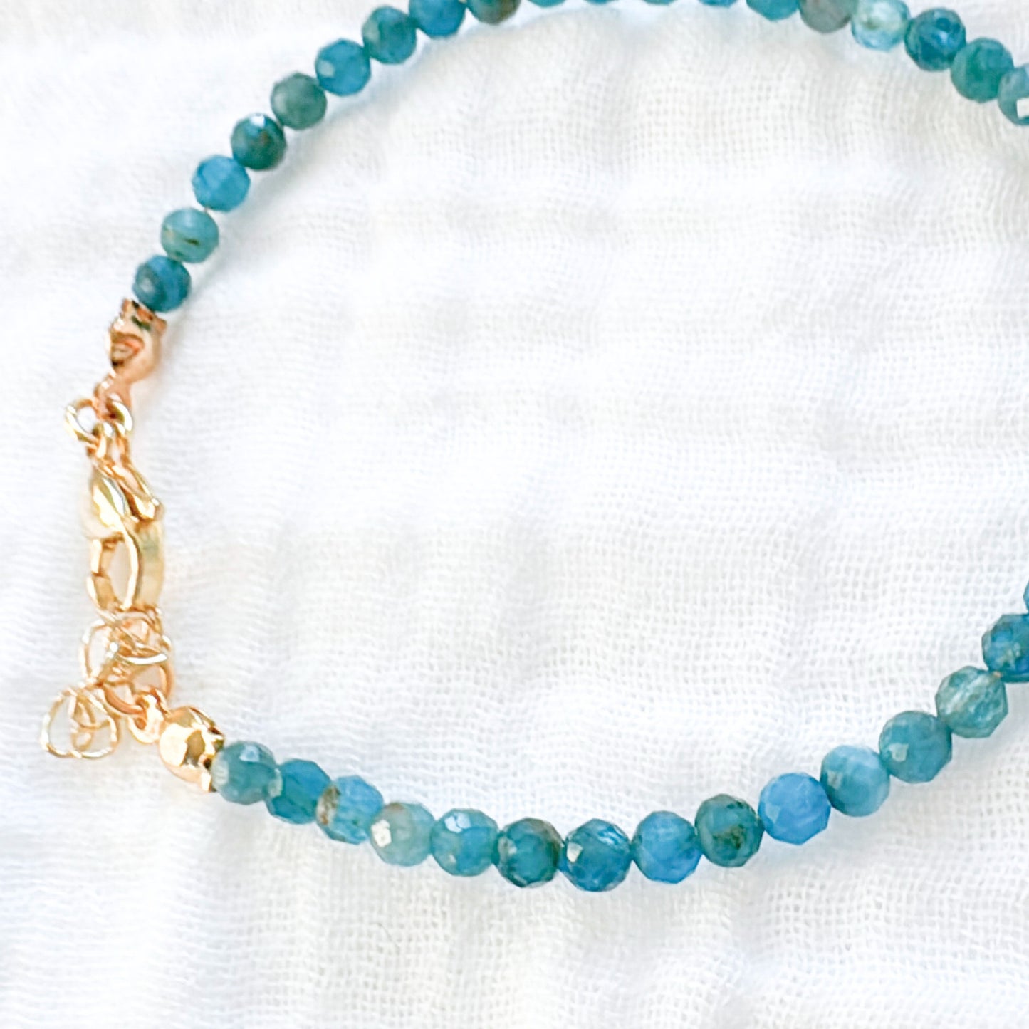 Blue Apatite Gemstone Stacking Bracelet | Gold