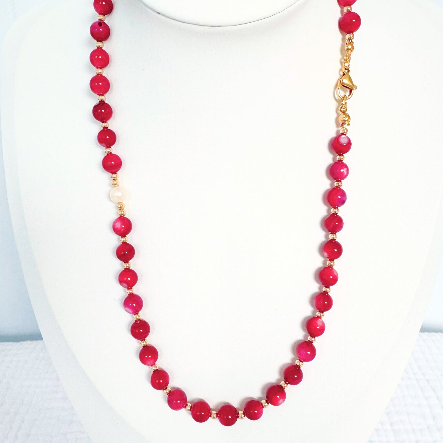 Pearl and Shell Beaded Necklace | Gold