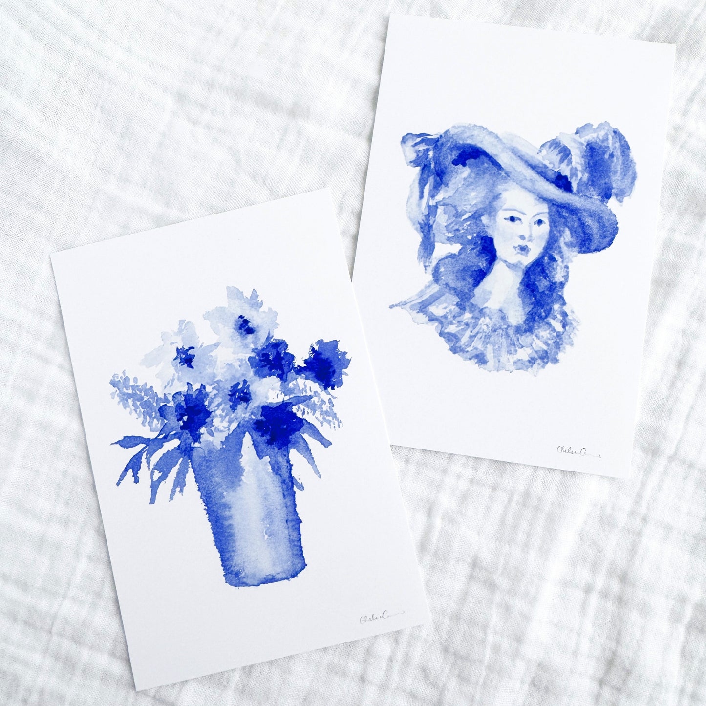 French Lady Watercolour Fine Art Print