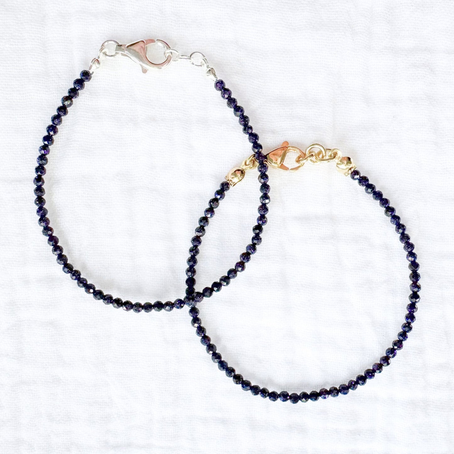 Blue Sandstone Stacking Bracelet | Silver