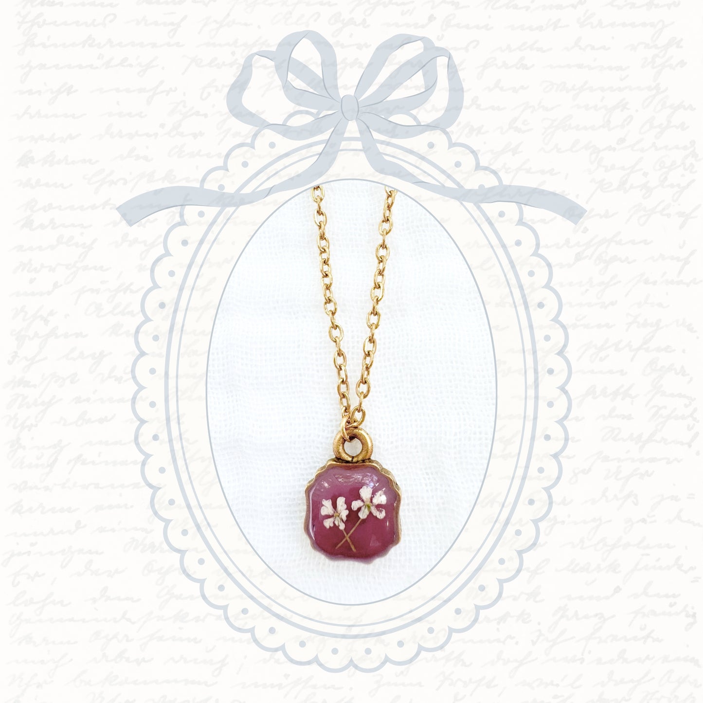 Charlotte Mini Frame Pressed Flower Necklace | Gold