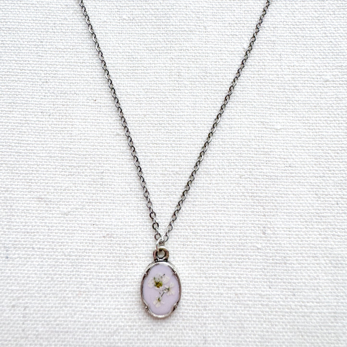 Chelsea Pressed Flower Necklace | Silver