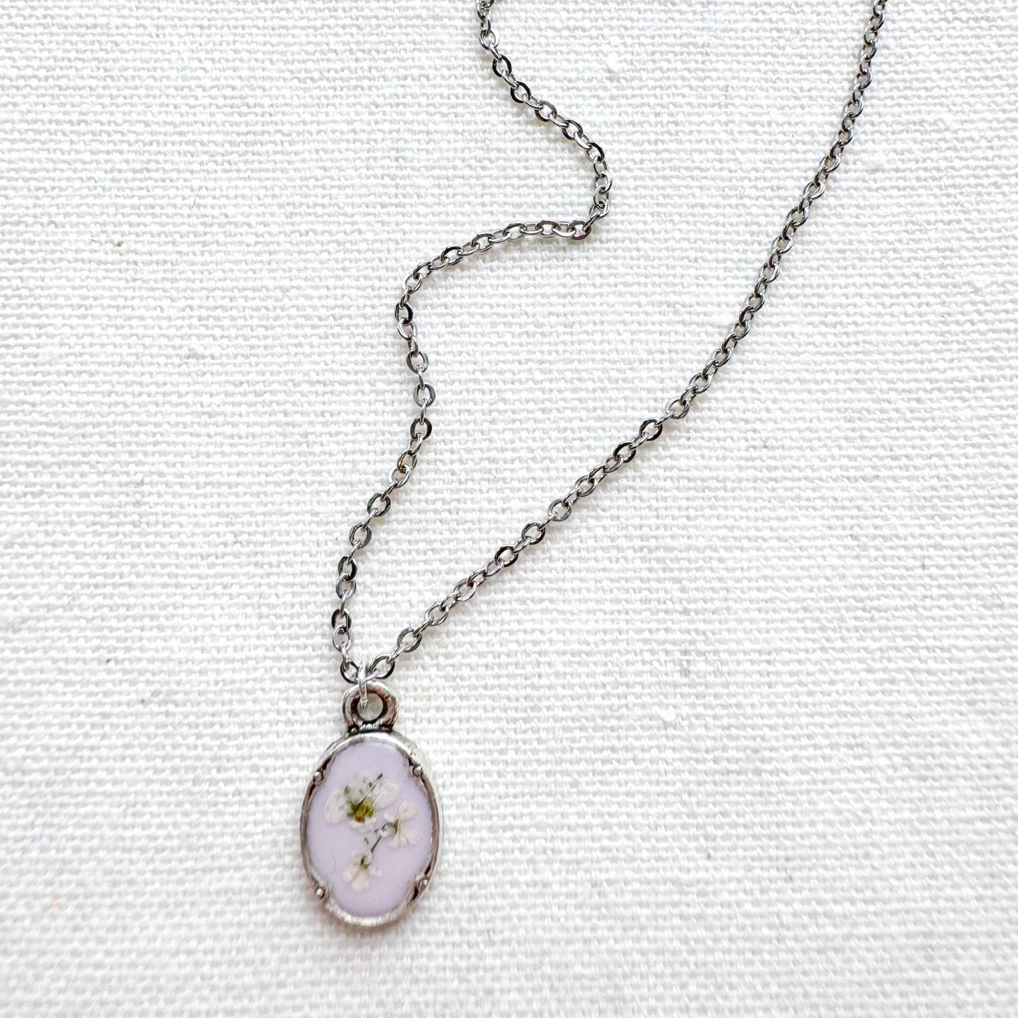 Chelsea Pressed Flower Necklace | Silver