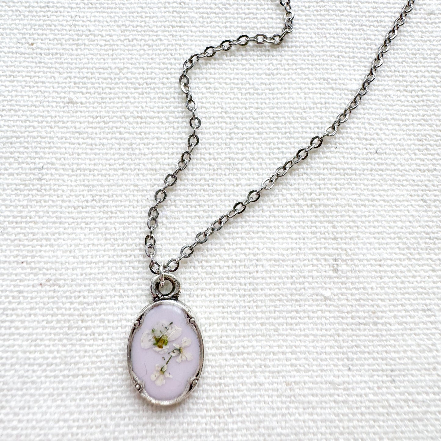 Chelsea Pressed Flower Necklace | Silver