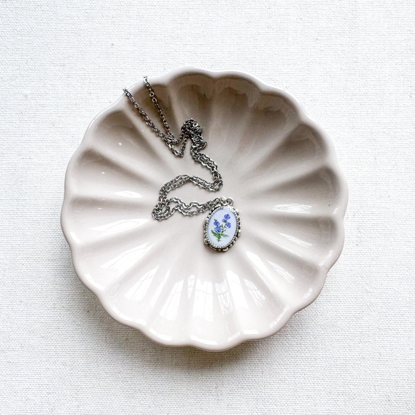 Chicory Botanical Illustration Pendant Necklace | Silver