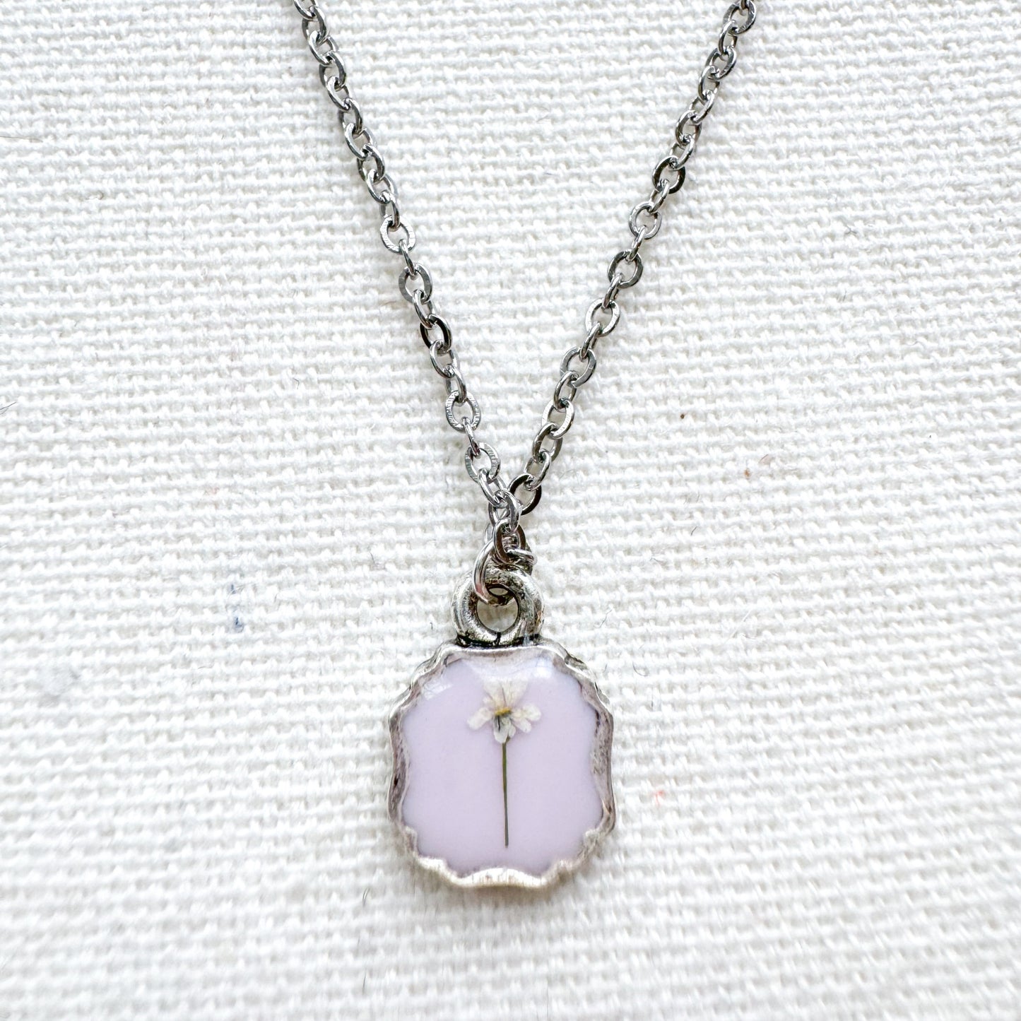 Clara Pressed Flower Necklace | Silver