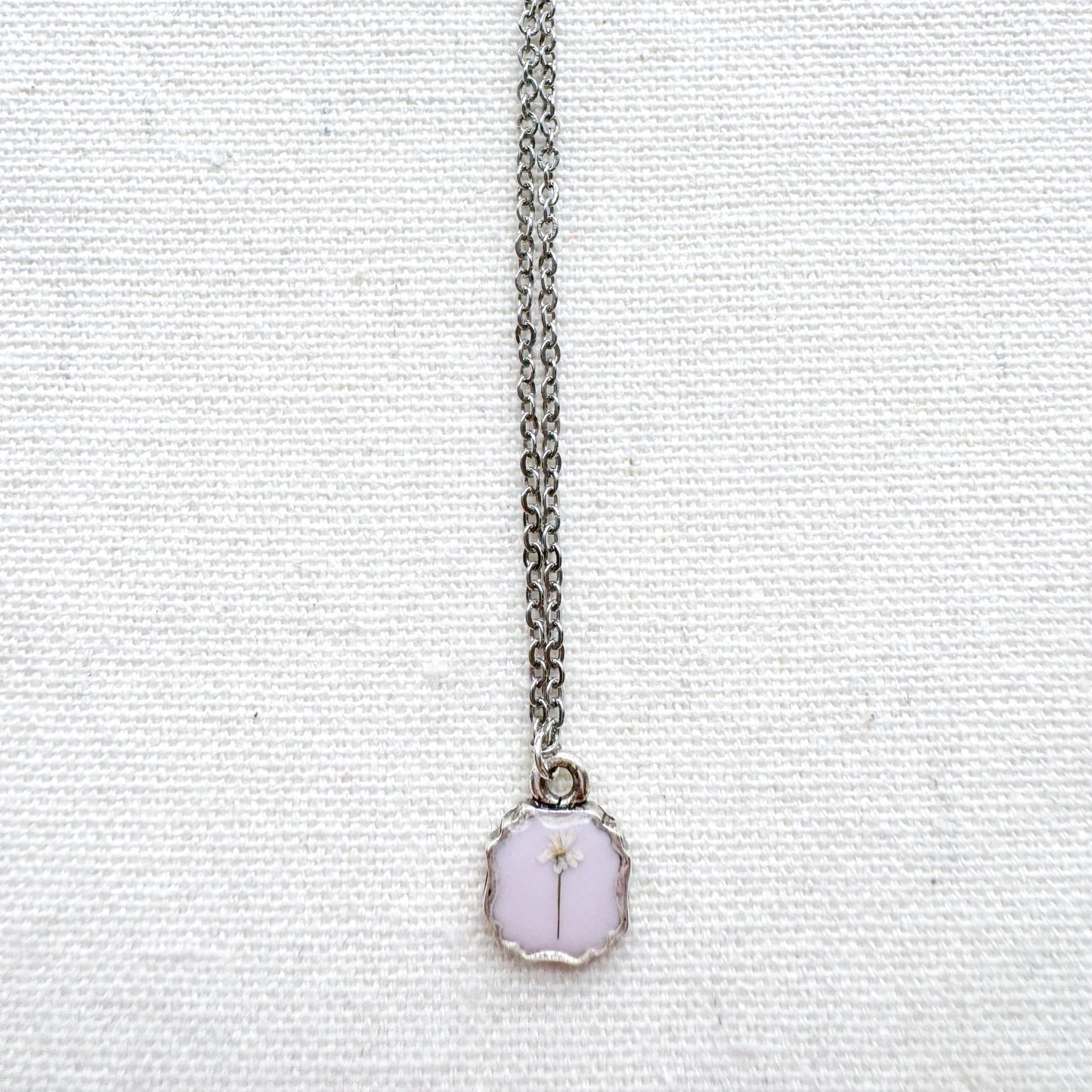 Clara Pressed Flower Necklace | Silver