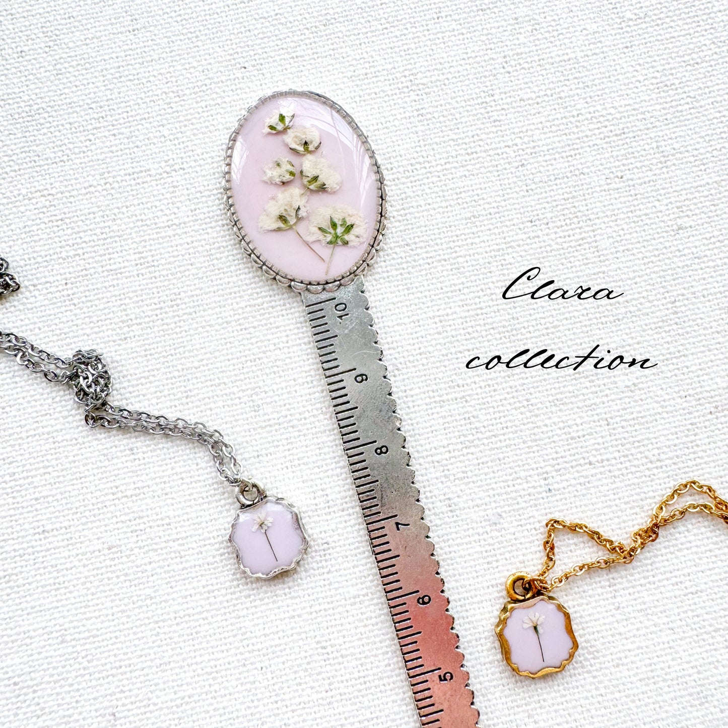 Clara Pressed Flower Bookmark | Silver