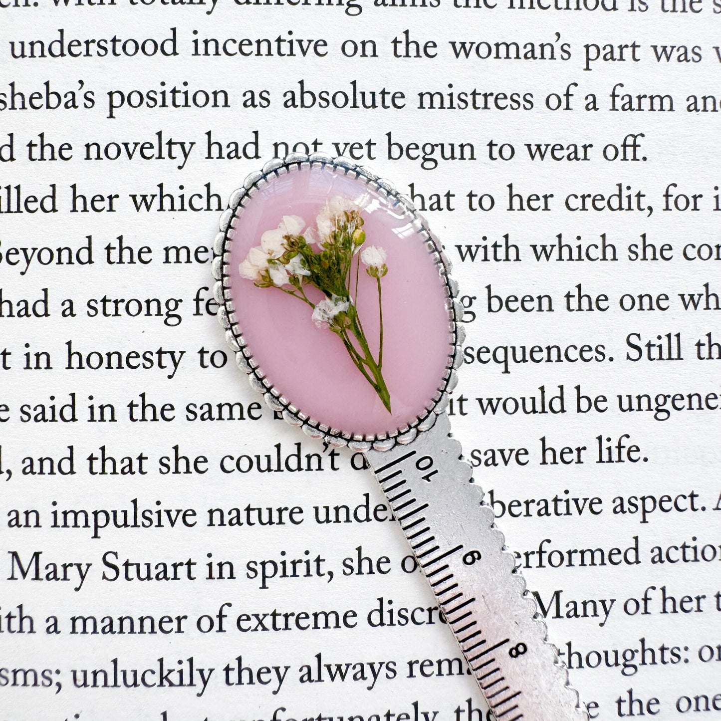 Elise Pressed Flower Bookmark | Silver