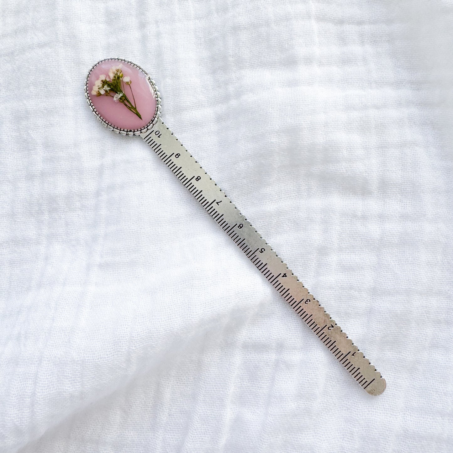 Elise Pressed Flower Bookmark | Silver