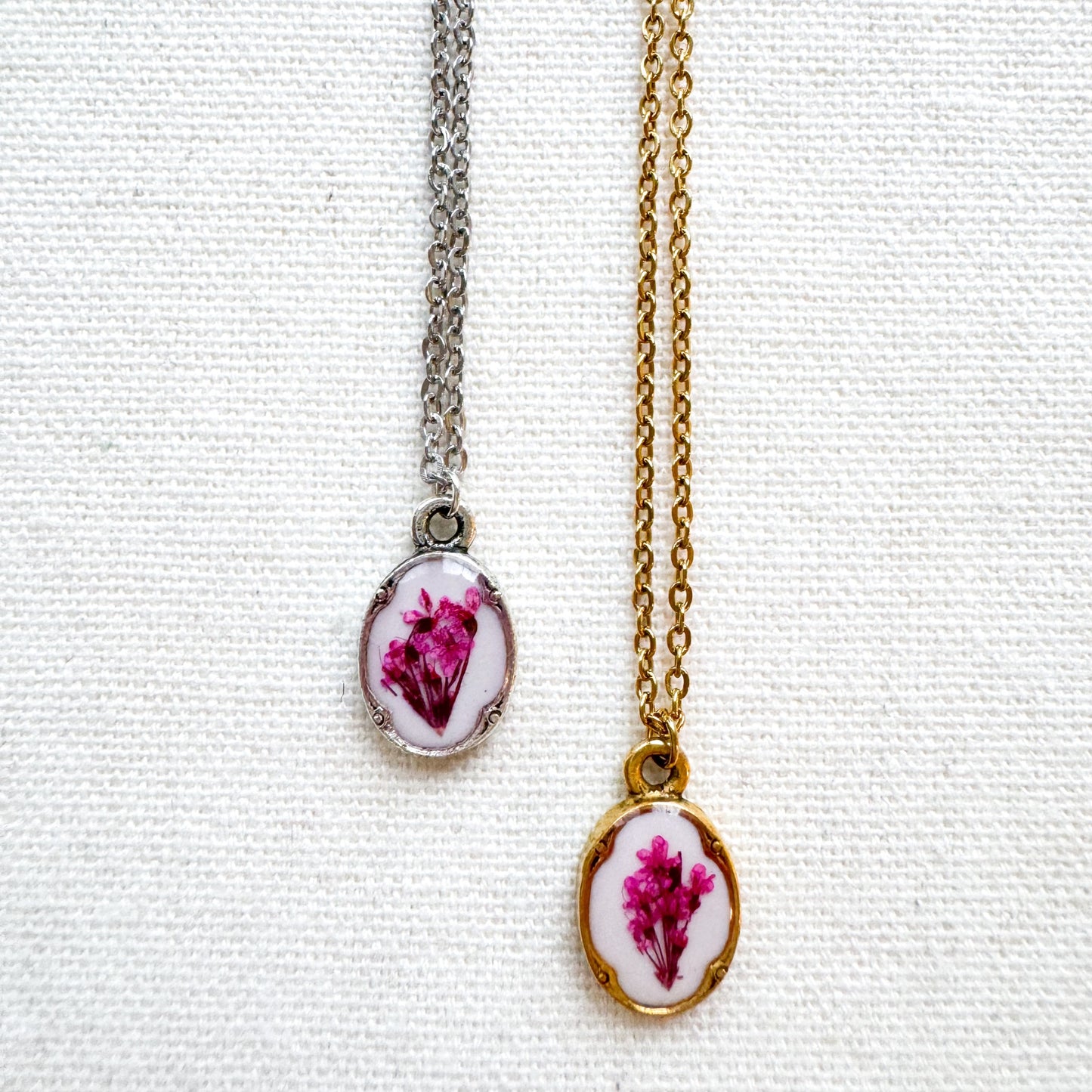 Emma Pressed Flower Necklace | Silver