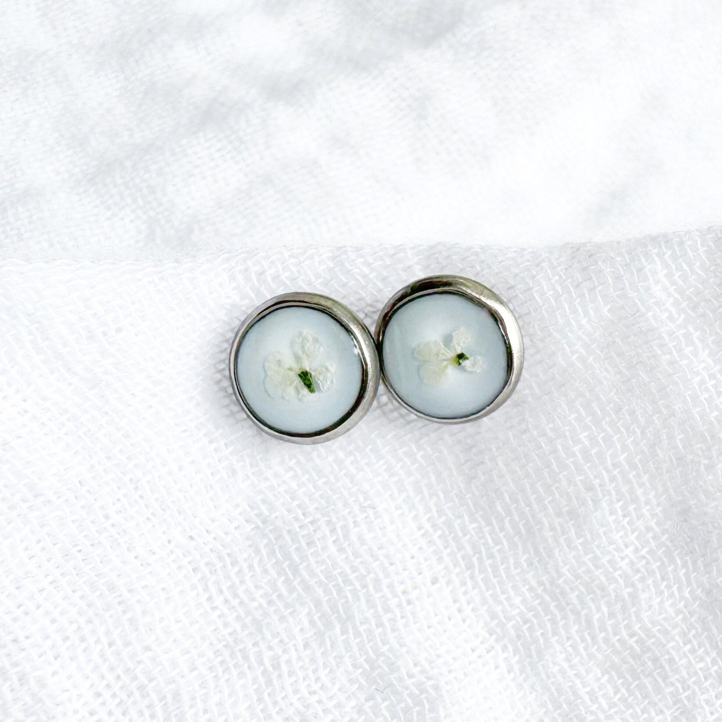 Erica Pressed Flower Earrings | Silver