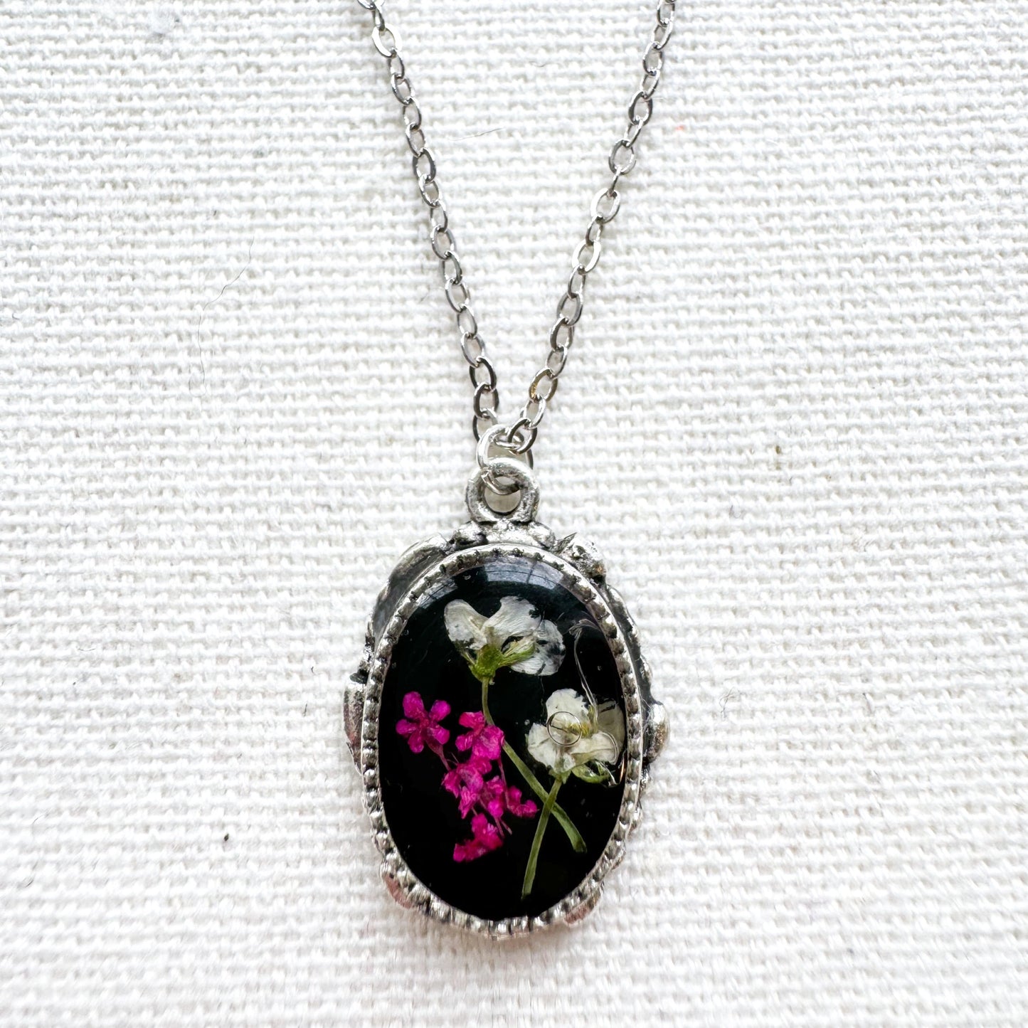 Flora Pressed Flower Necklace | Silver