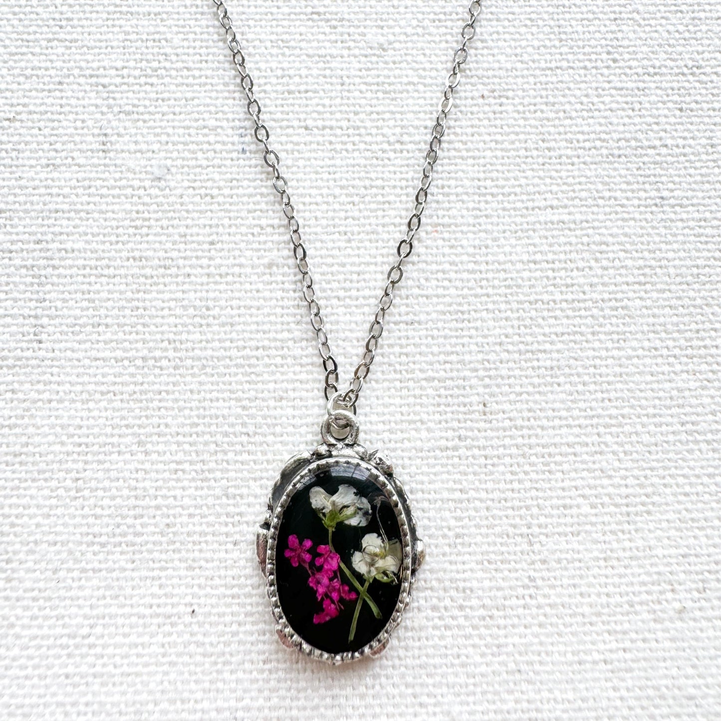 Flora Pressed Flower Necklace | Silver