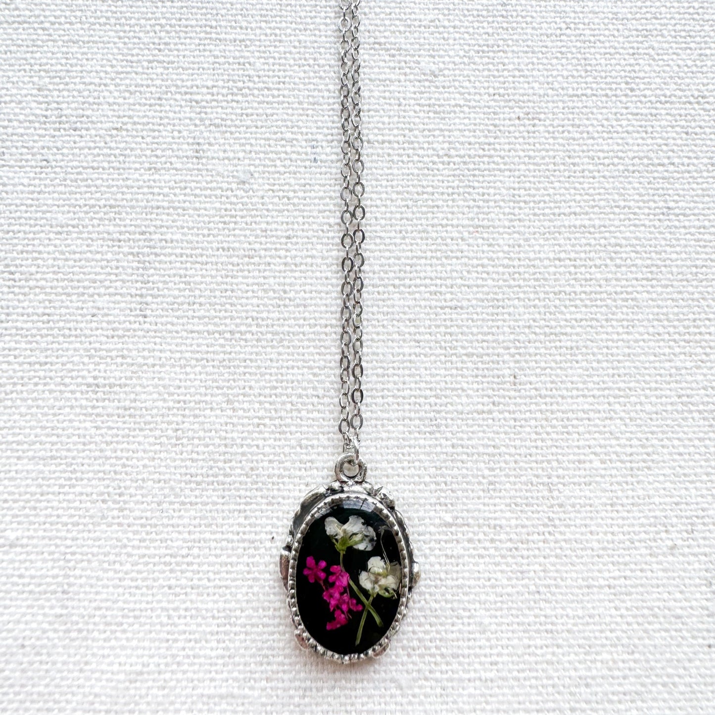 Flora Pressed Flower Necklace | Silver