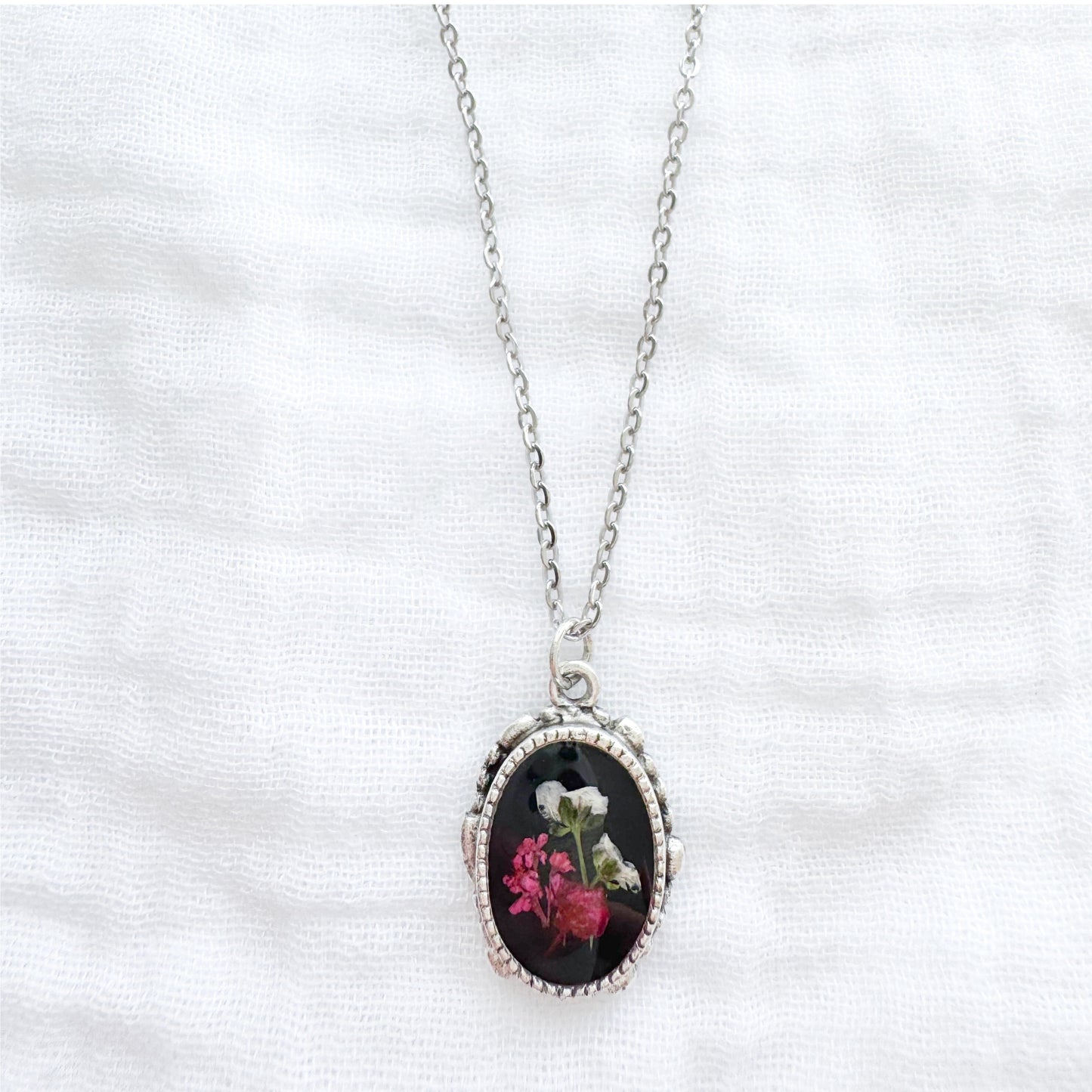 Flora Pressed Flower Necklace | Silver