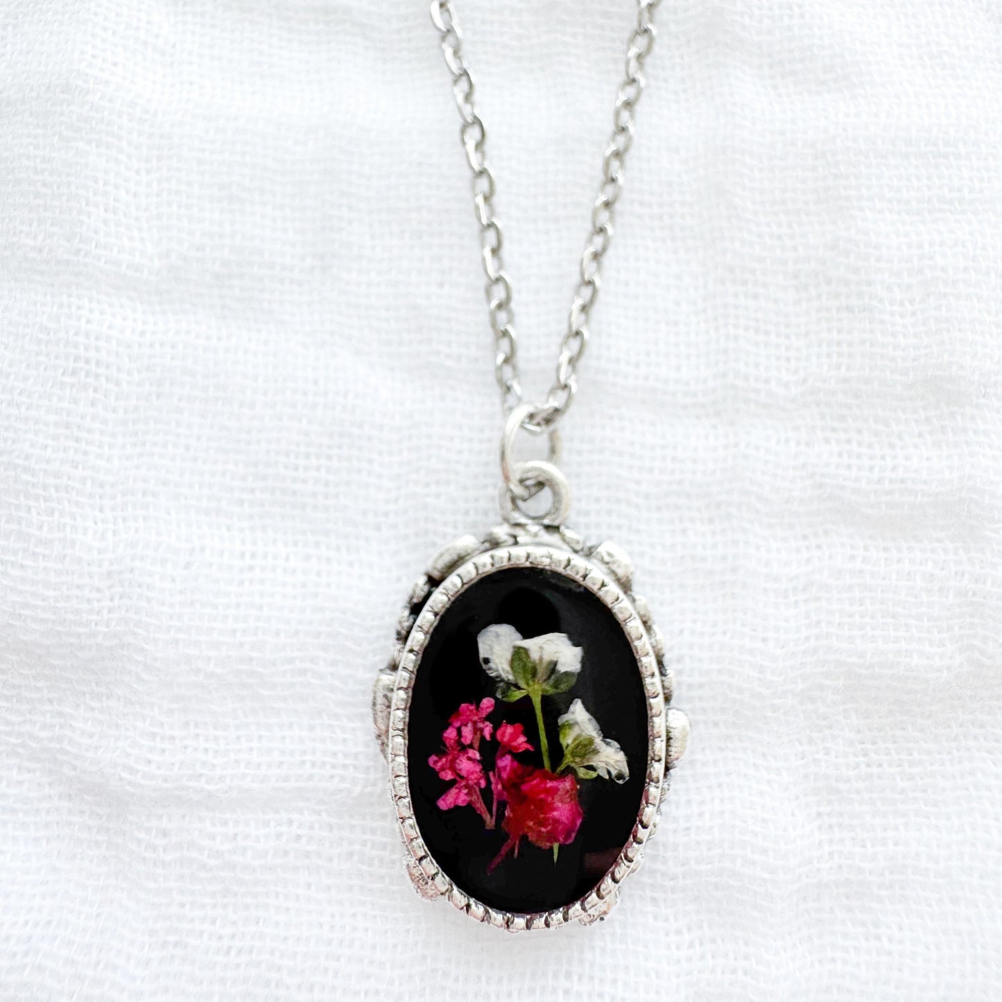Flora Pressed Flower Necklace | Silver