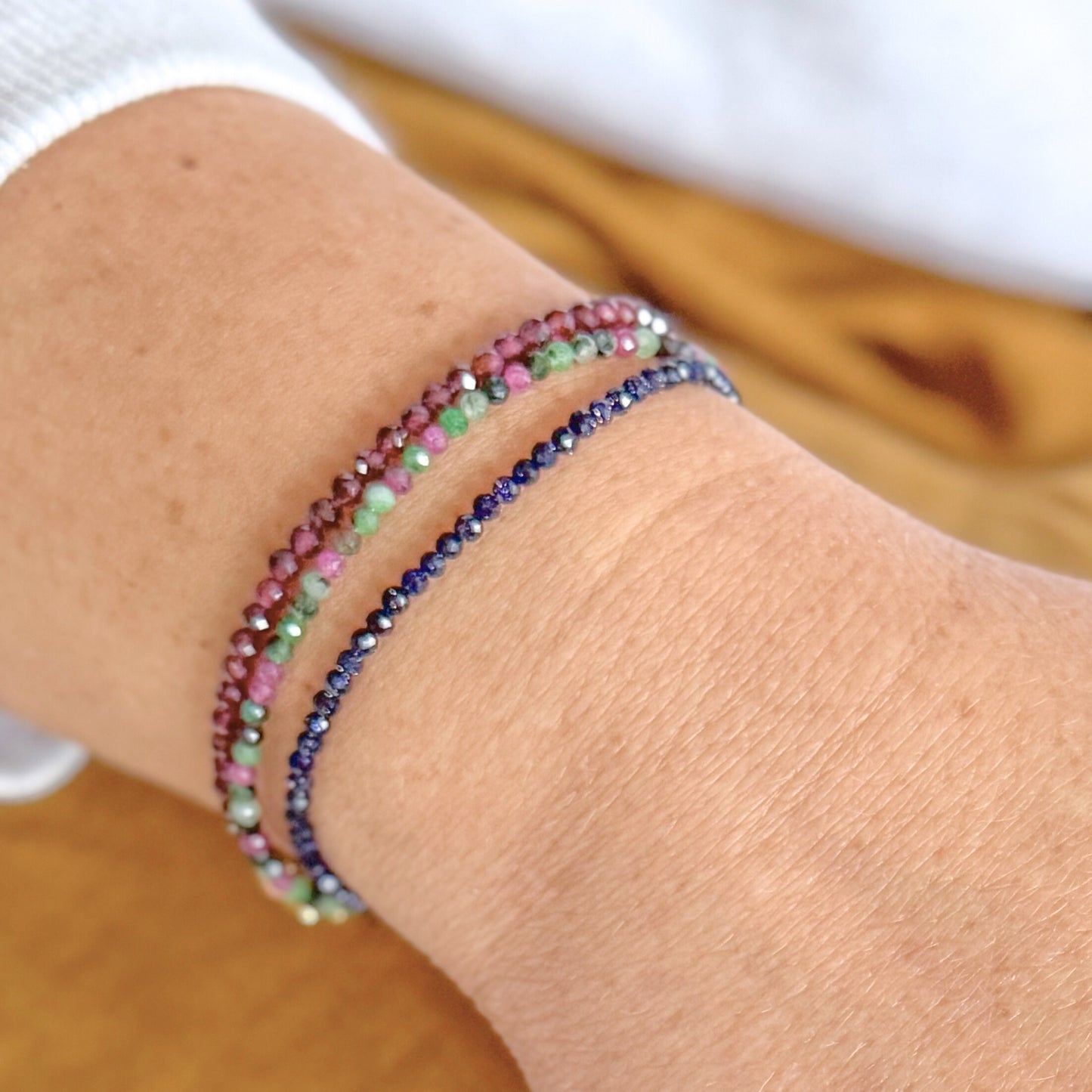 Blue Sandstone Stacking Bracelet | Gold