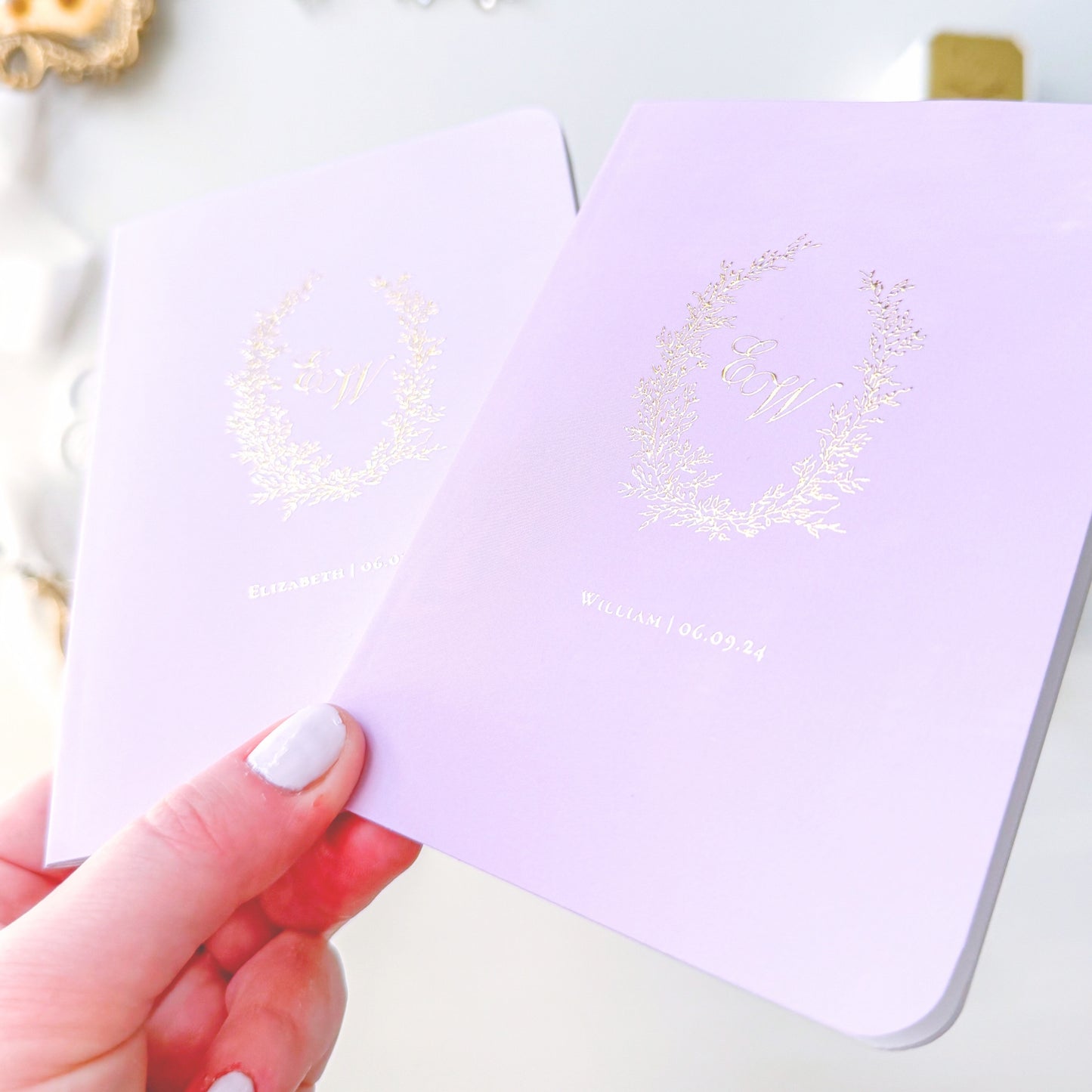 Wedding Vow Books | Custom Laurel Wreath