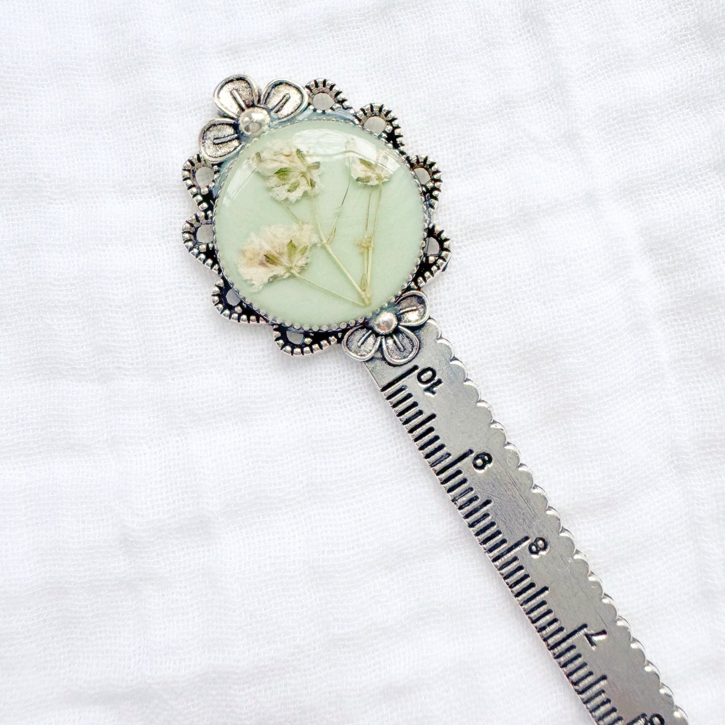 Heather Pressed Flower Bookmark | Silver