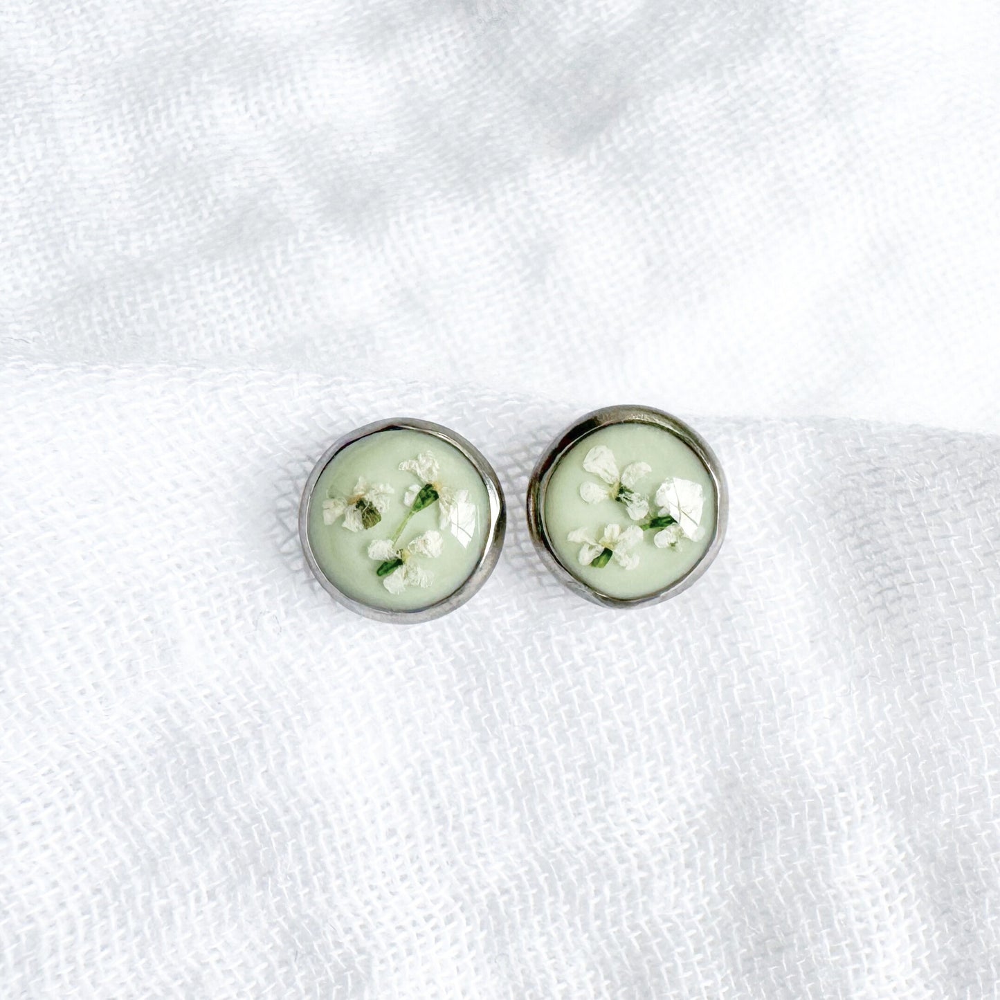 Heather Pressed Flower Earrings | Silver