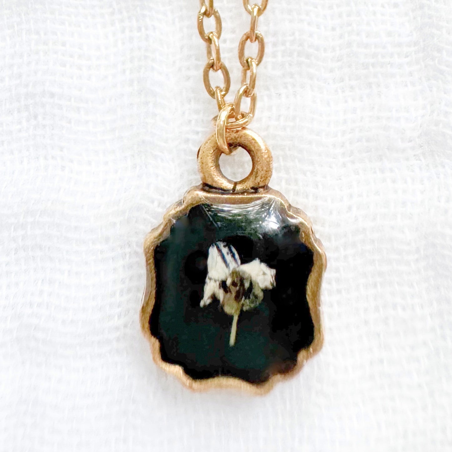 Ivy Mini Frame Pressed Flower Necklace | Gold