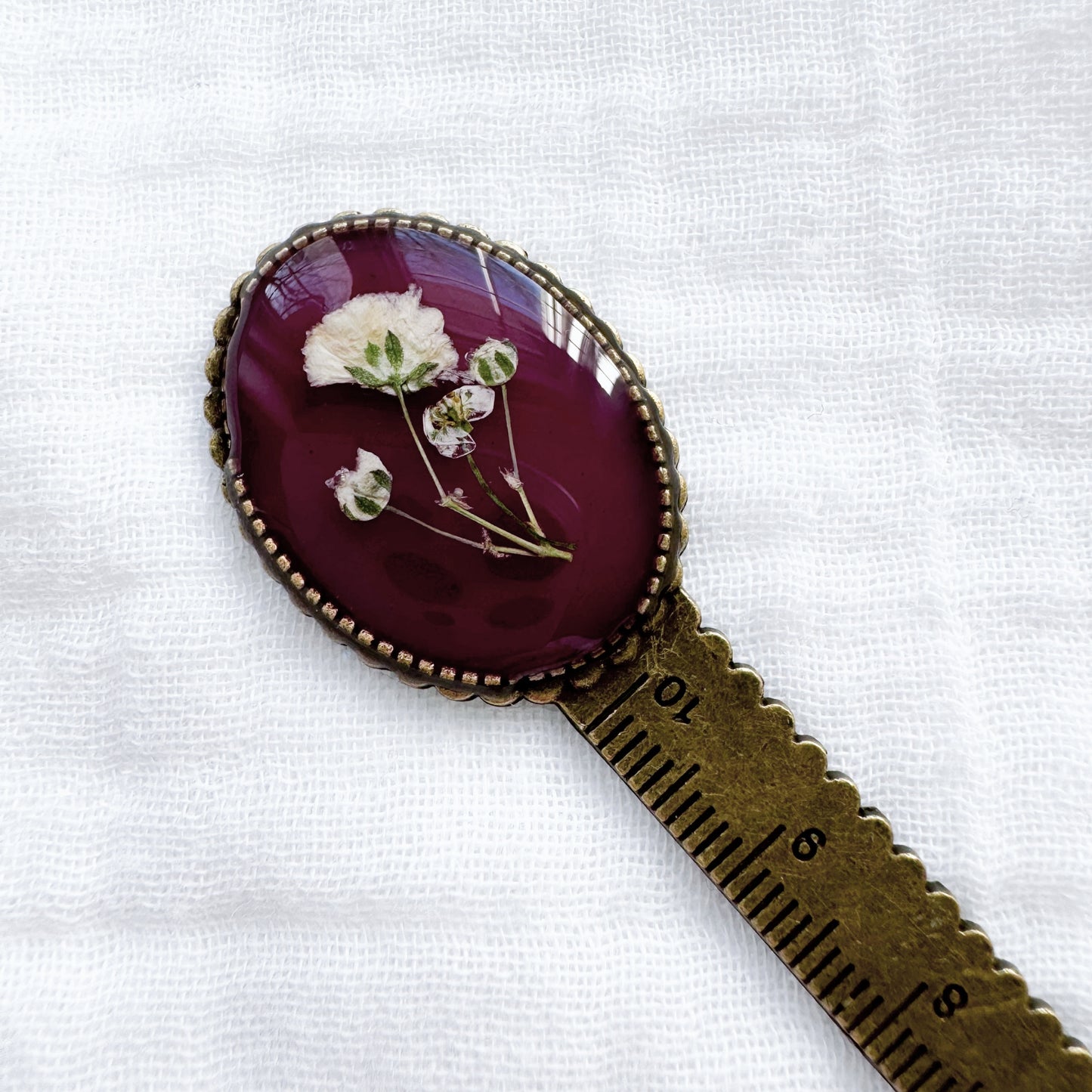 Juliet Pressed Flower Bookmark | Bronze