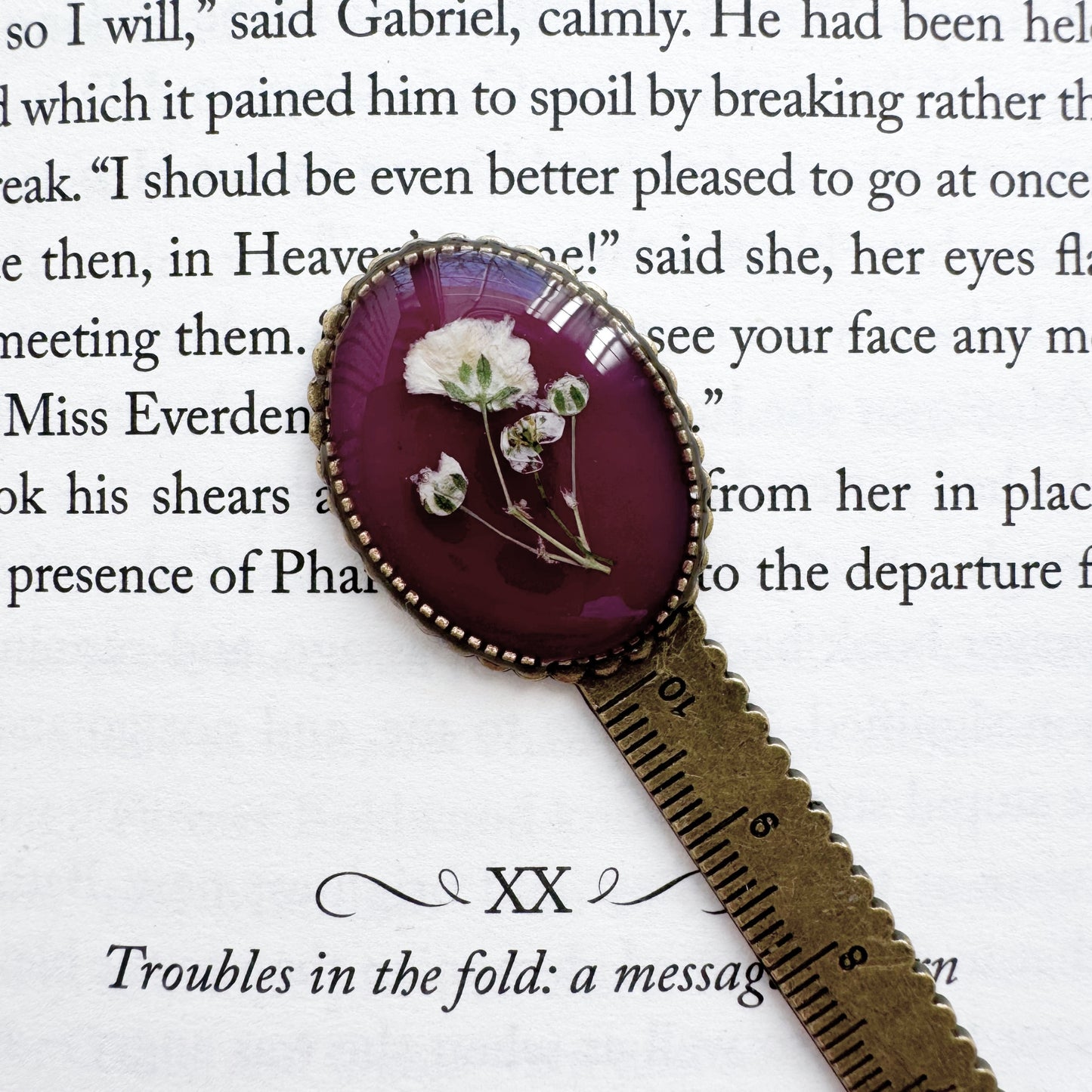 Juliet Pressed Flower Bookmark | Bronze