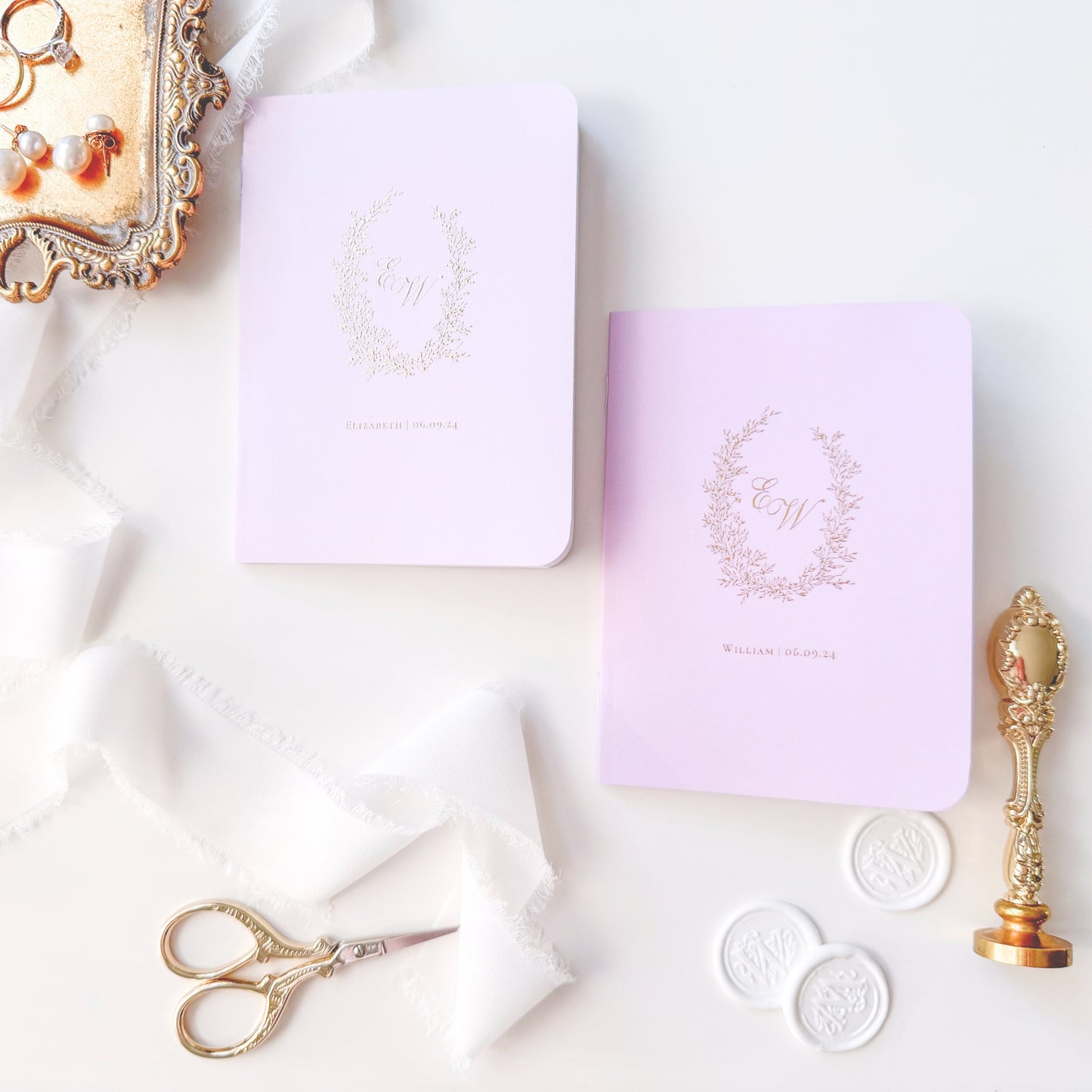 Wedding Vow Books | Custom Laurel Wreath