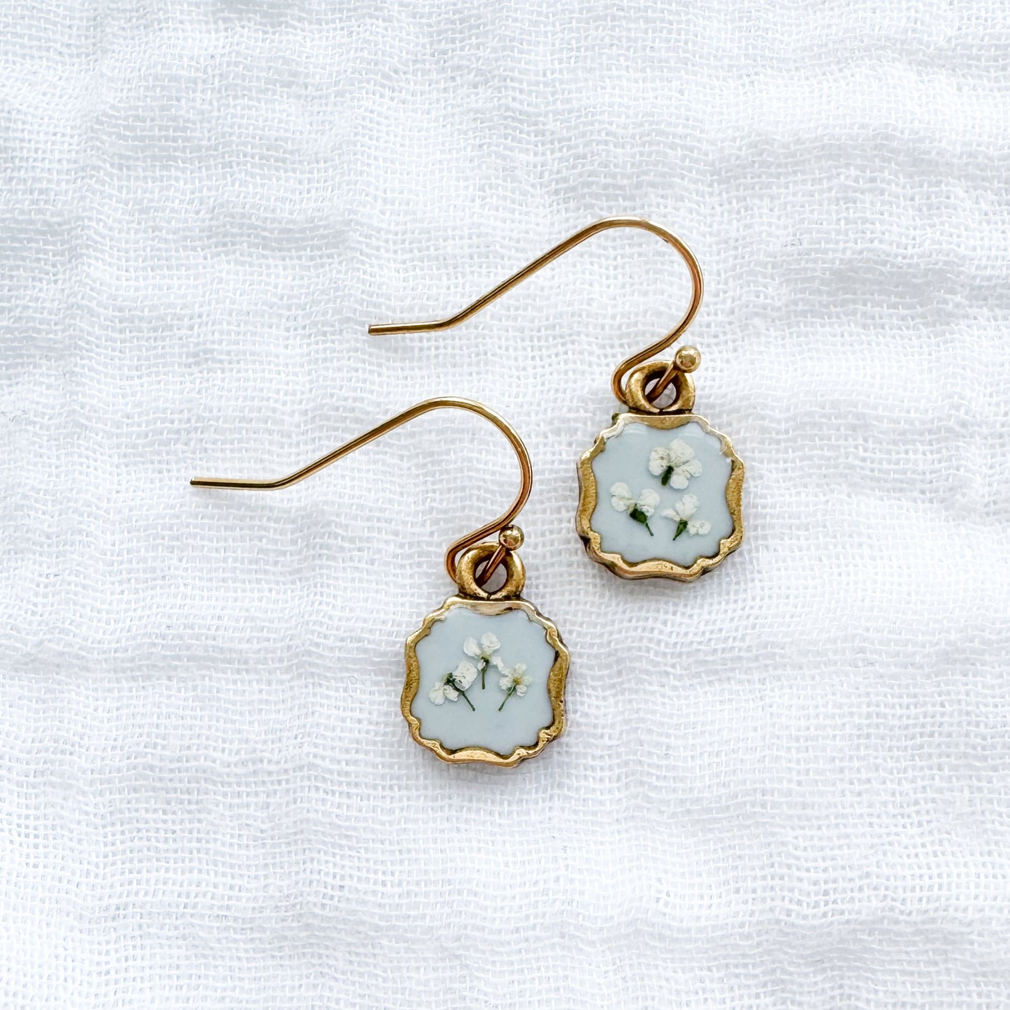 Laurence Pressed Flower Drop Earrings | Gold