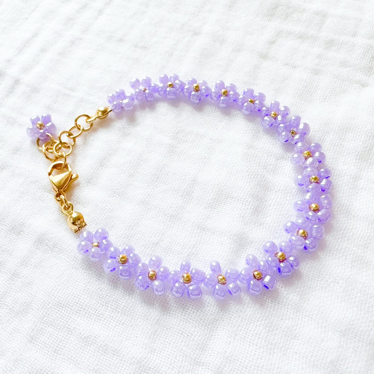 Lavender Daisy Chain Bracelet | Gold