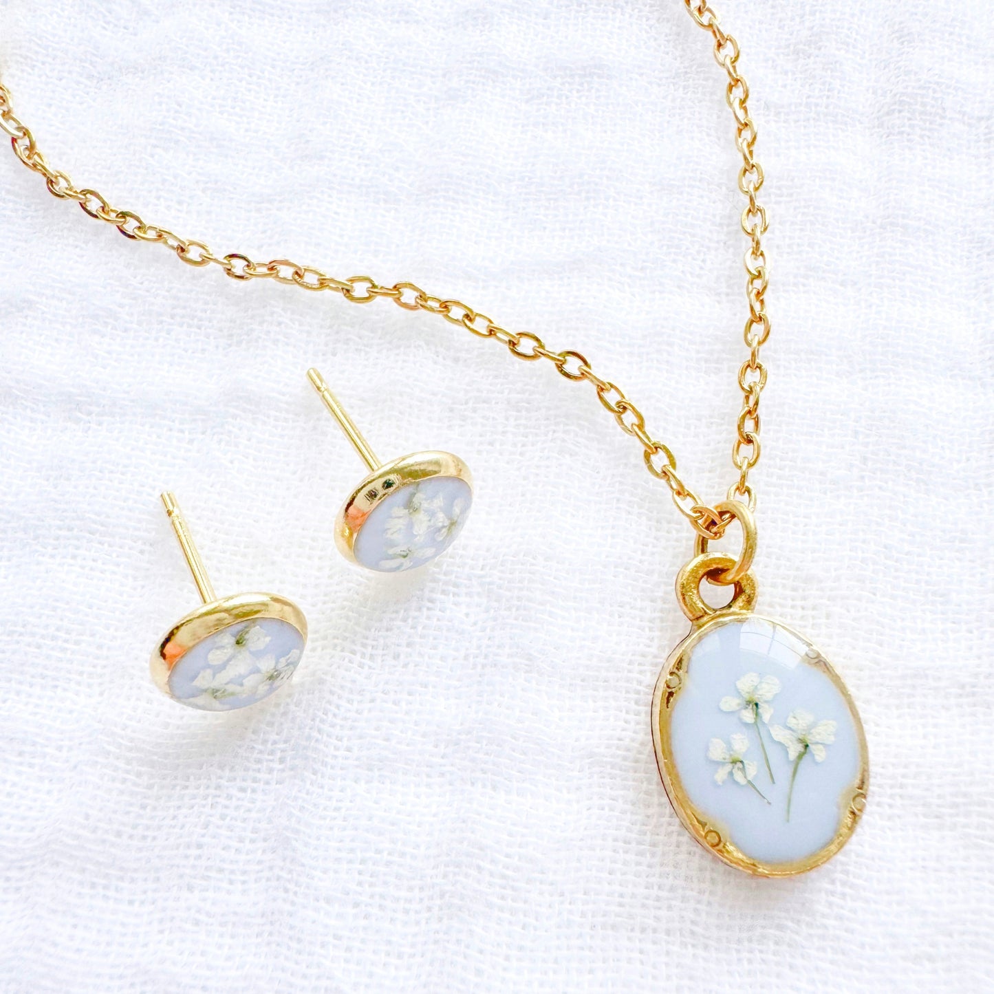 *Custom* Leah Pressed Flower Earrings | Gold