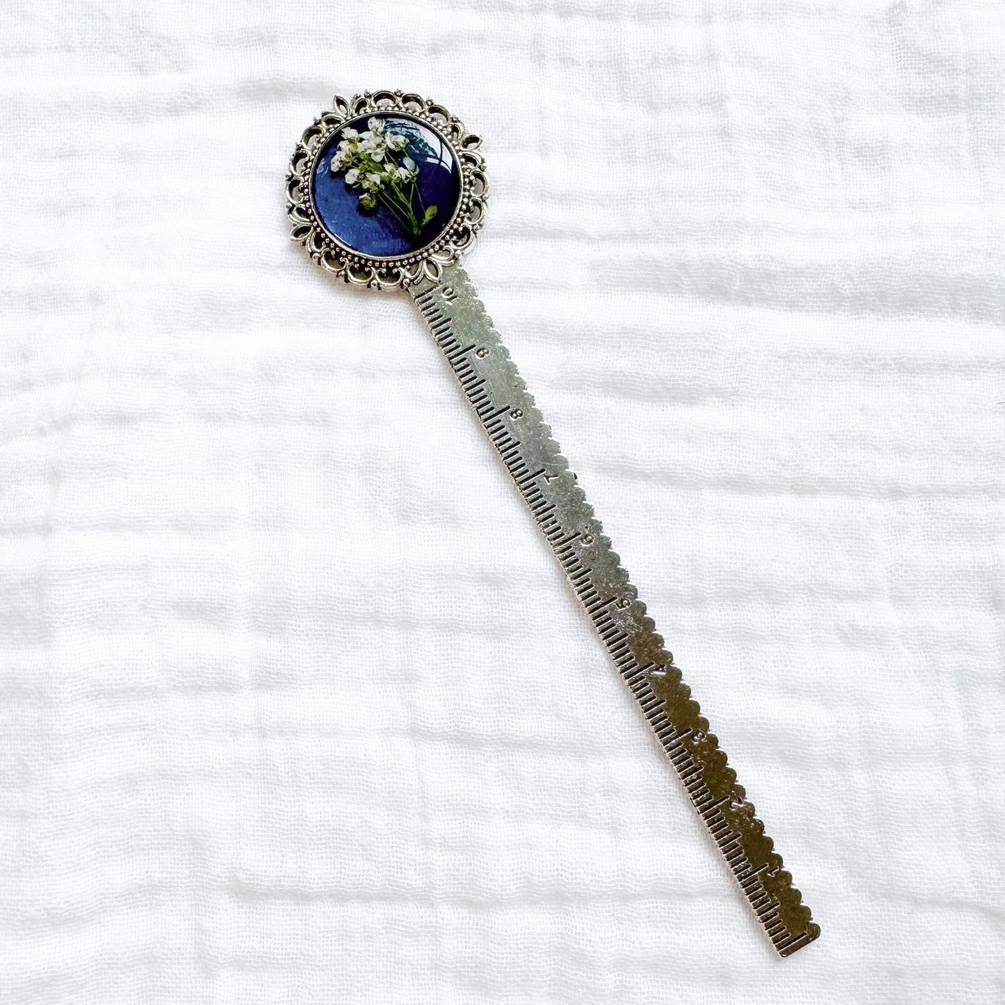 Madeline Pressed Flower Bookmark | Silver