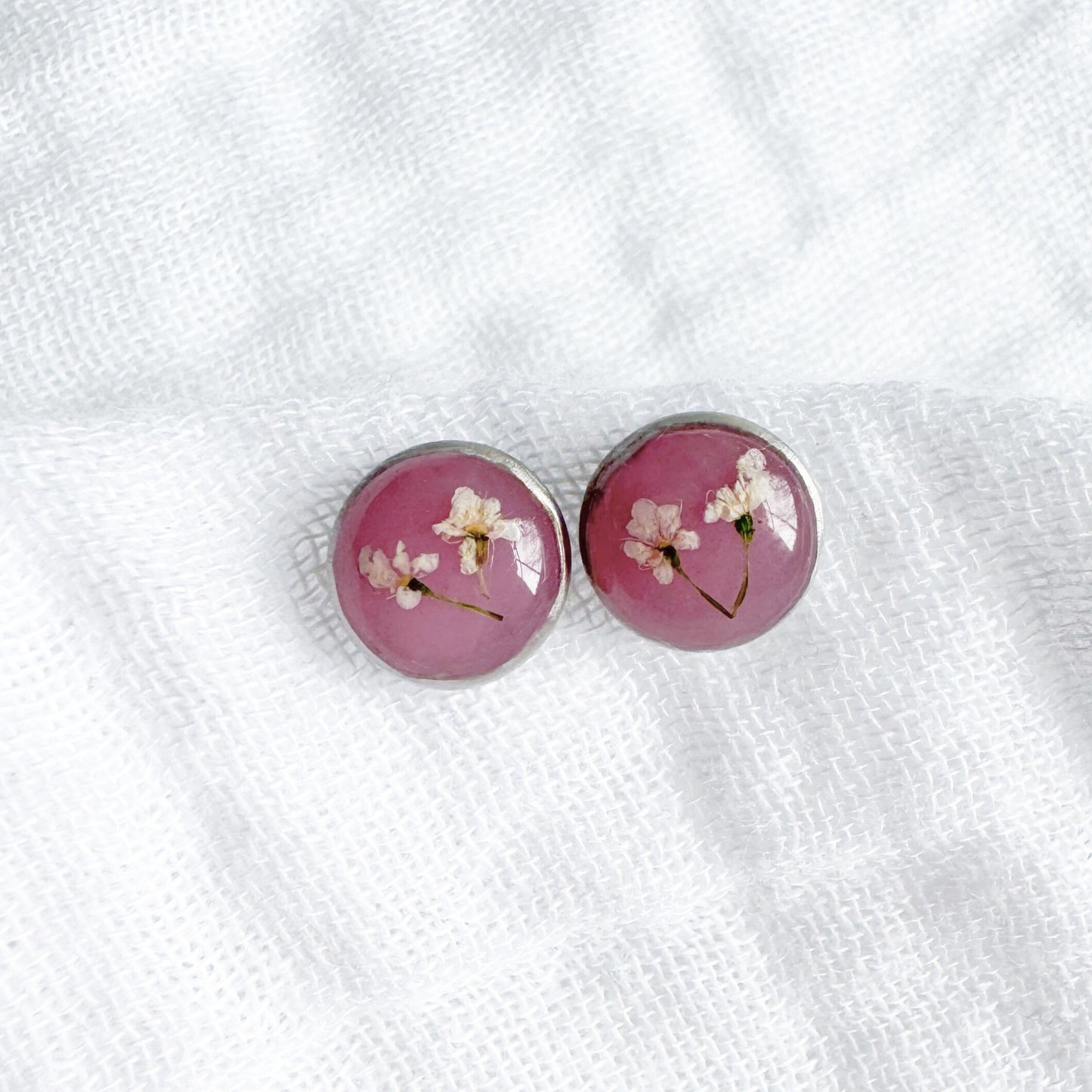 Marianne Pressed Flower Earrings | Silver