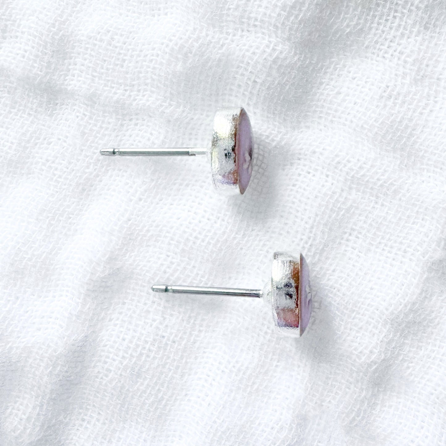 Cecilia Pressed Flower Oval Earrings | Silver