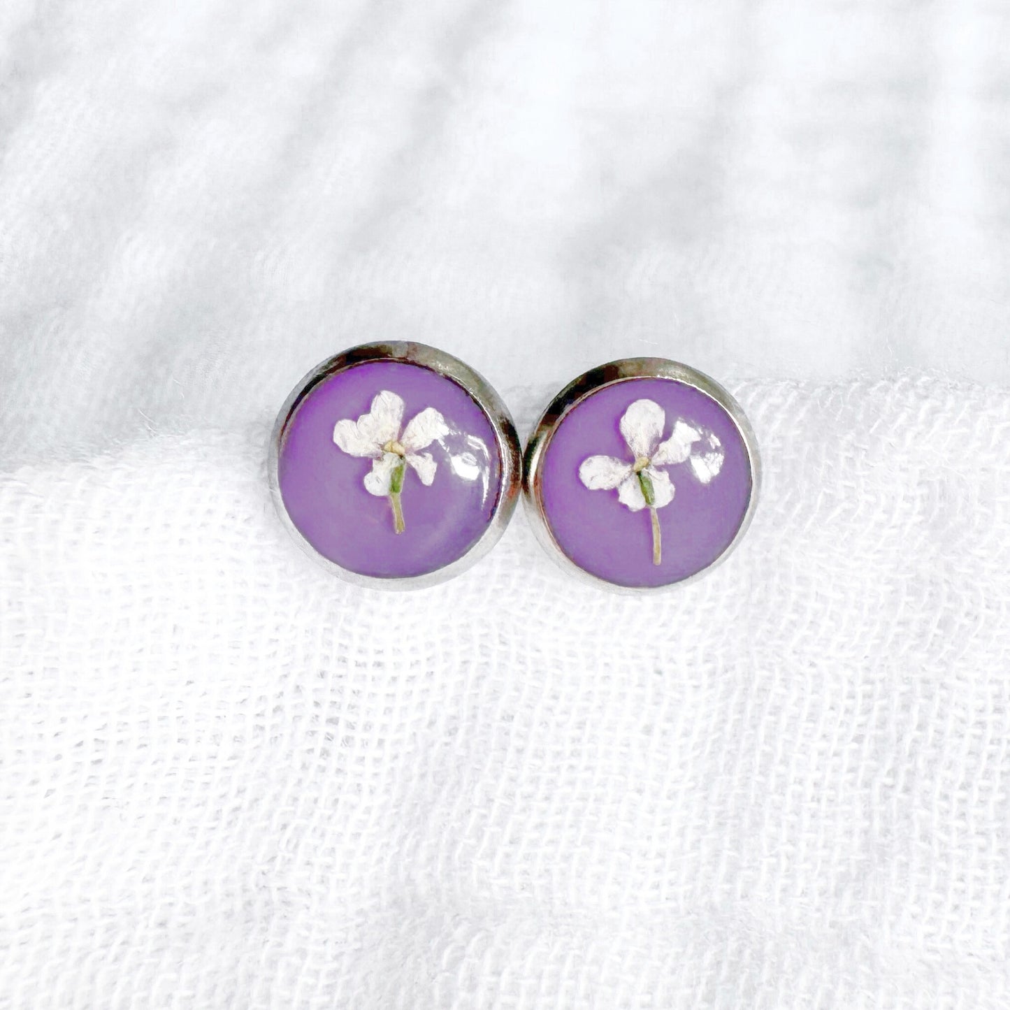 Megan Pressed Flower Earrings | Silver