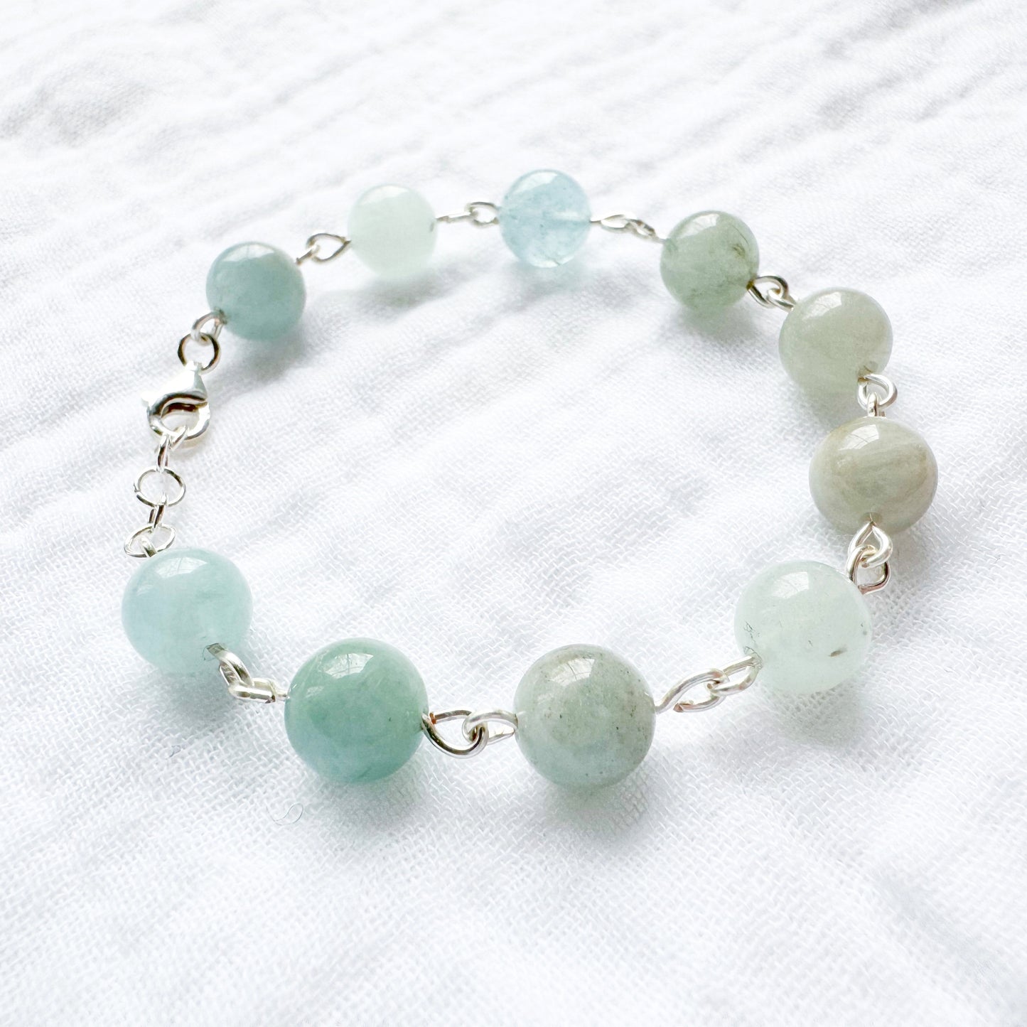 Morganite Gemstone Bracelet, Sea Green | Silver