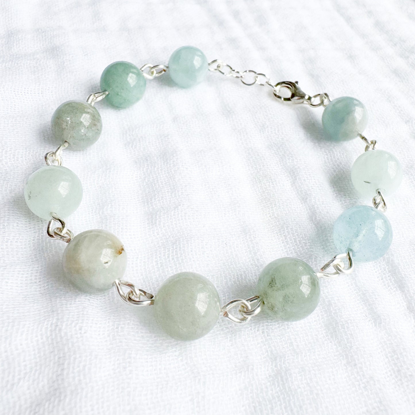 Morganite Gemstone Bracelet, Sea Green | Silver
