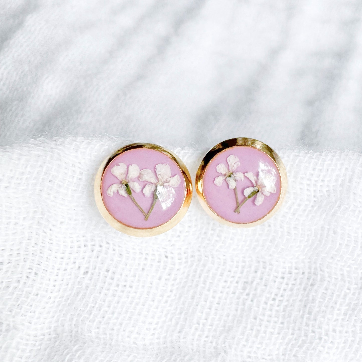 Nancy Pressed Flower Earrings | Gold