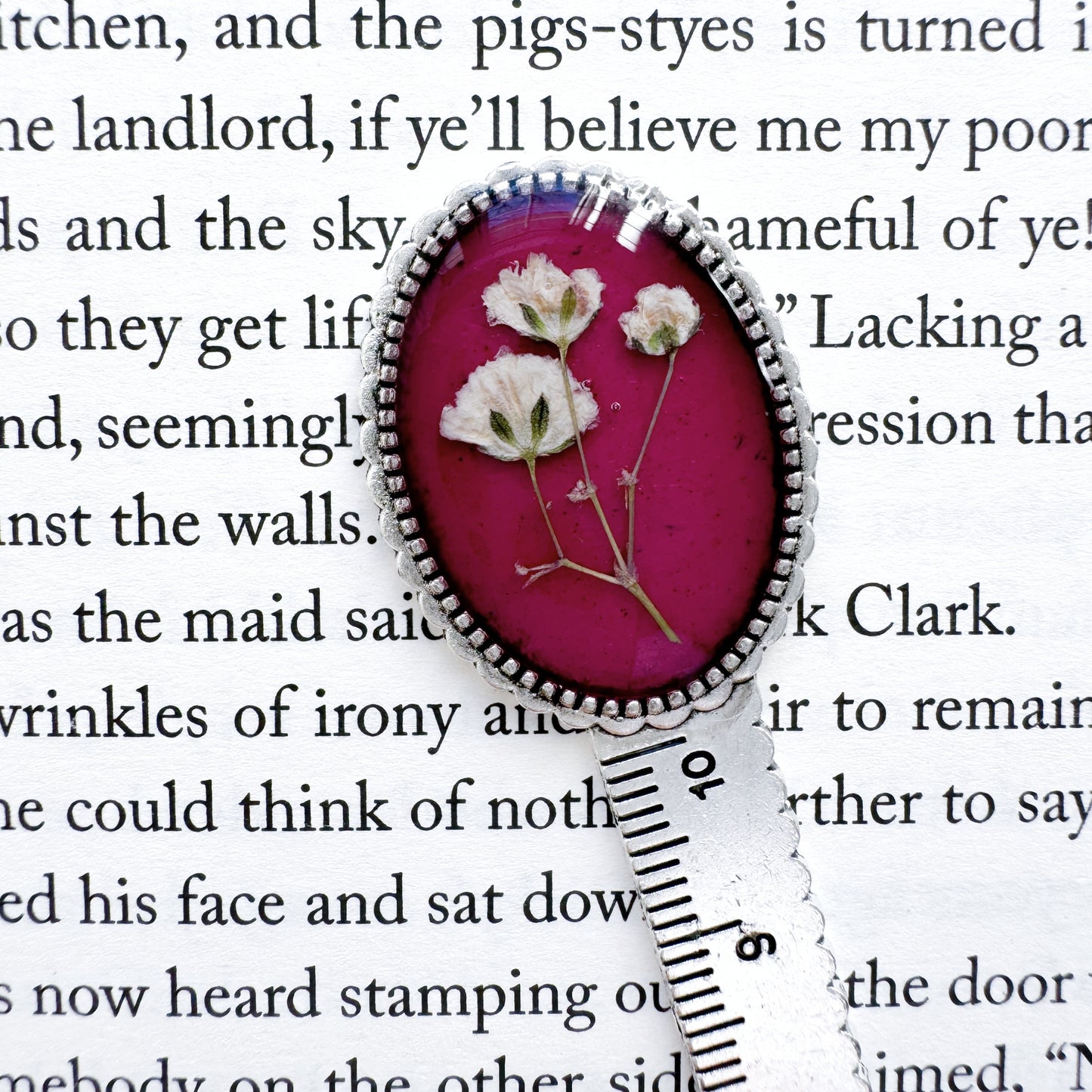 Natalie Pressed Flower Bookmark | Silver