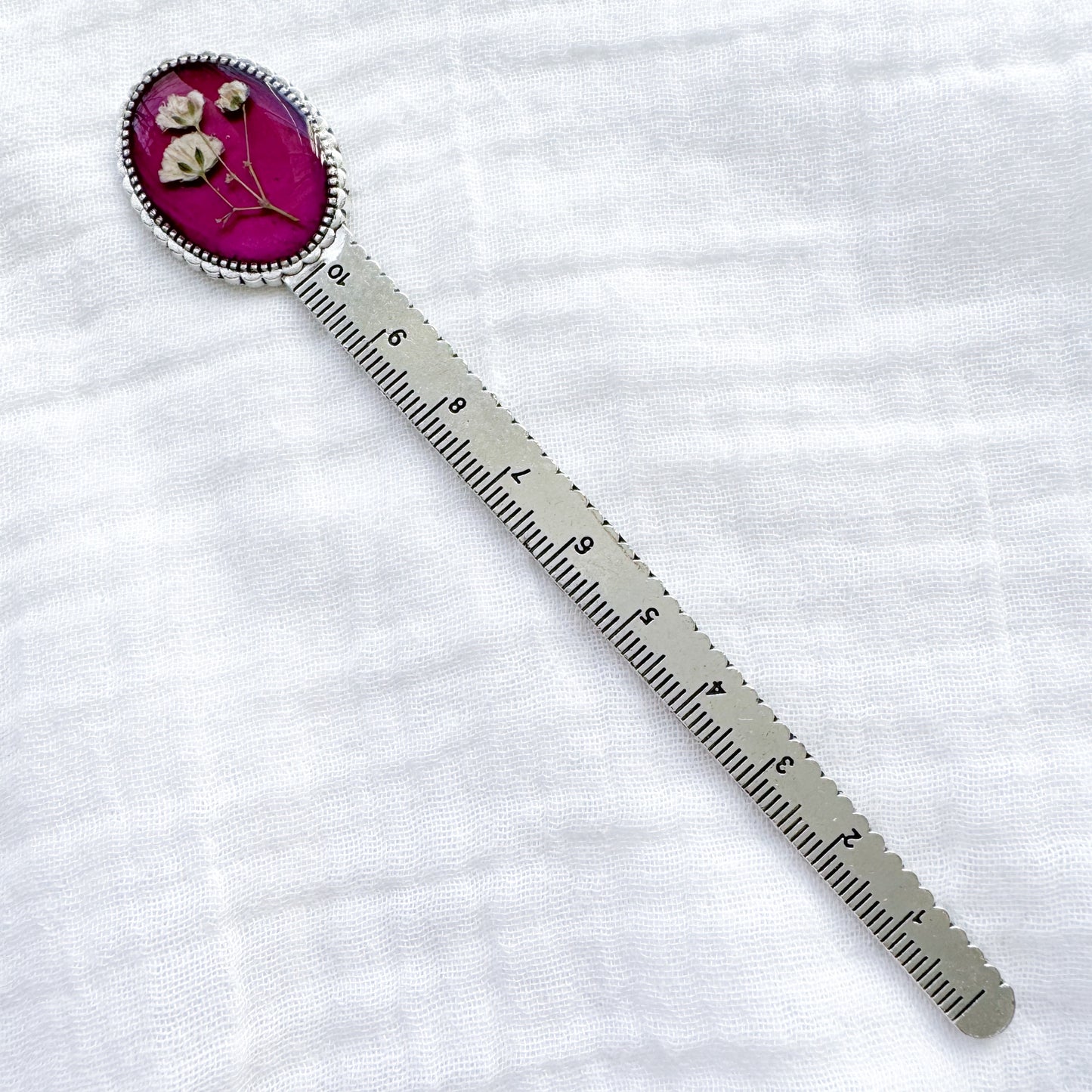 Natalie Pressed Flower Bookmark | Silver