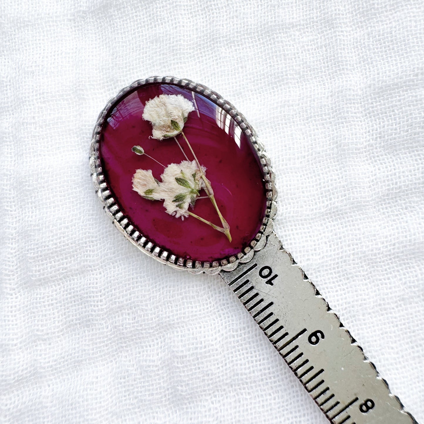 Natalie Pressed Flower Bookmark | Silver