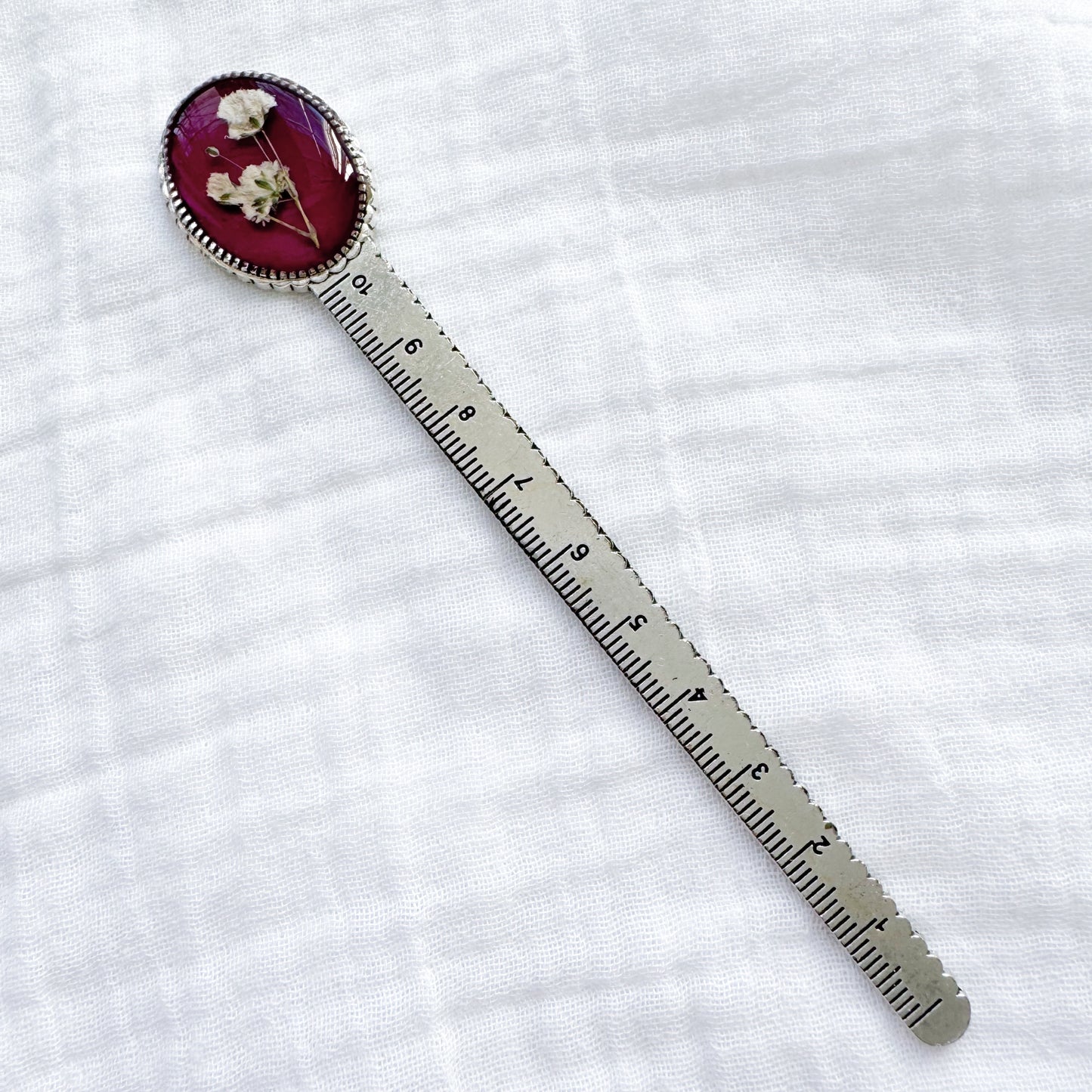Natalie Pressed Flower Bookmark | Silver
