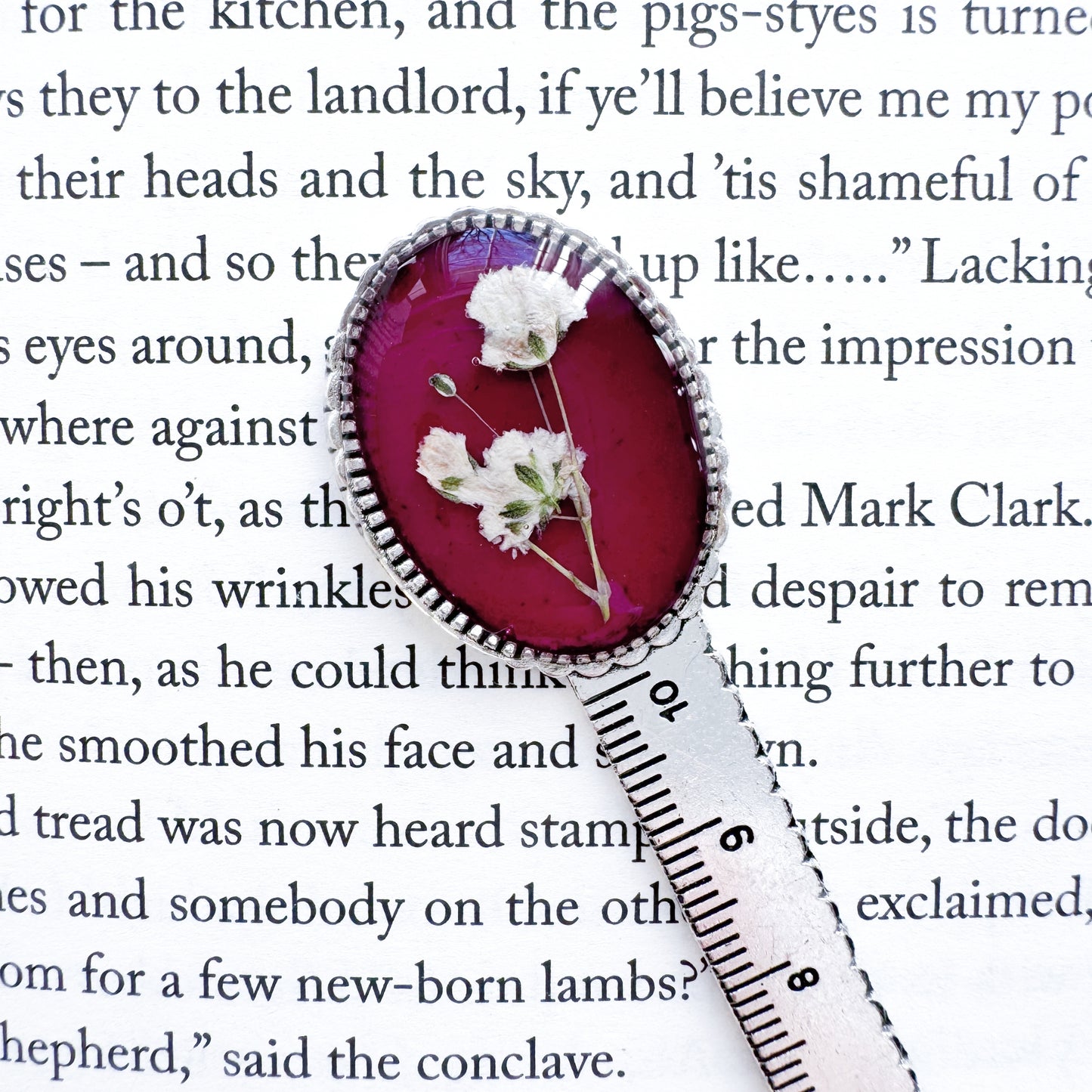 Natalie Pressed Flower Bookmark | Silver
