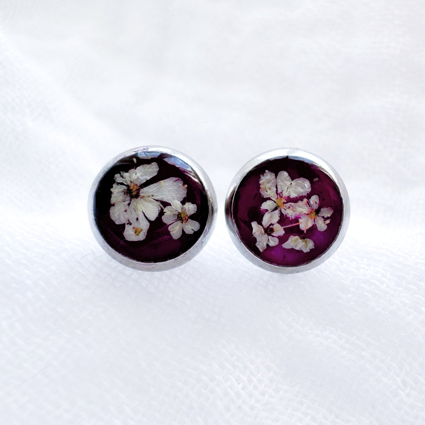 Natalie Pressed Flower Earrings | Silver