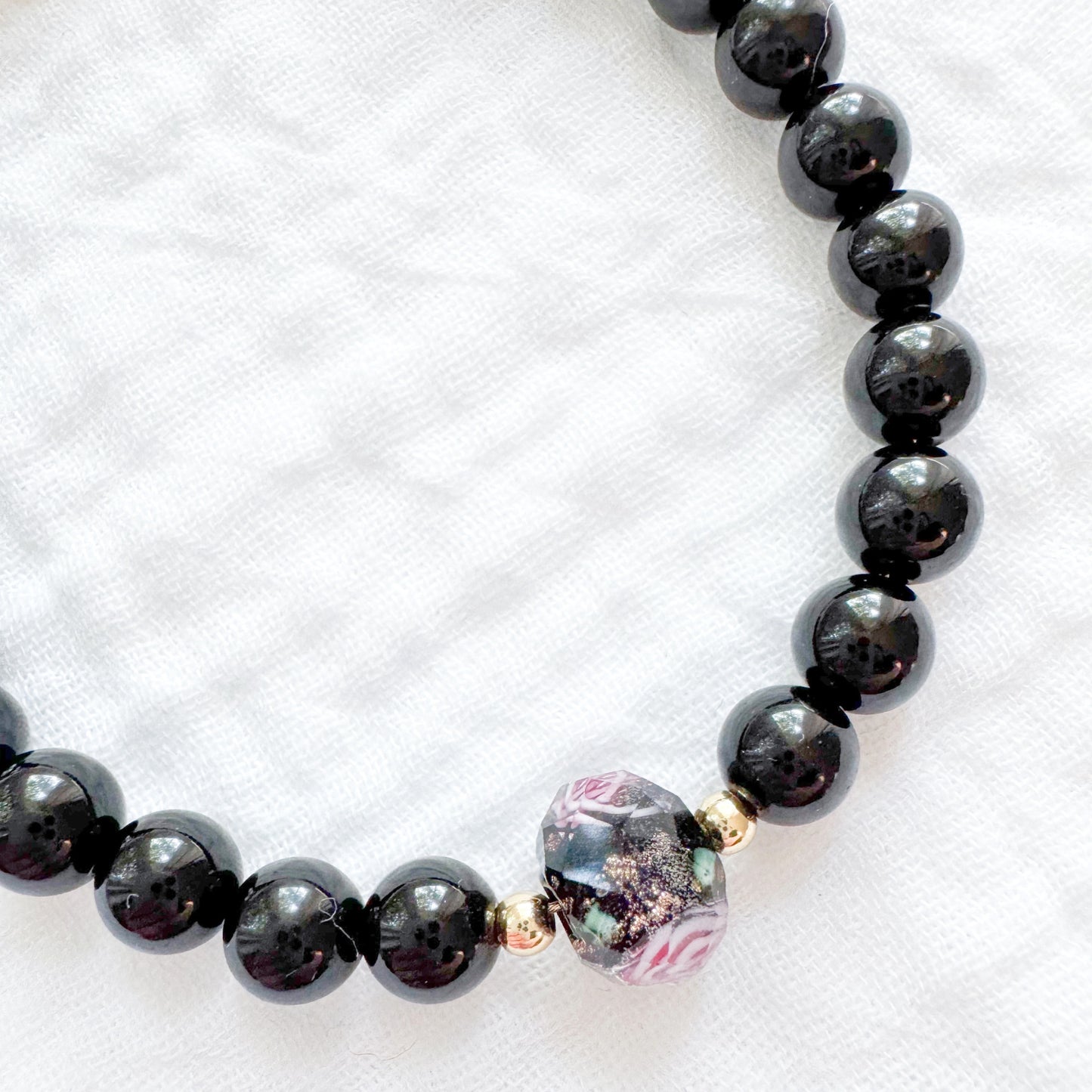 Obsidian Rose Bracelet | Gold