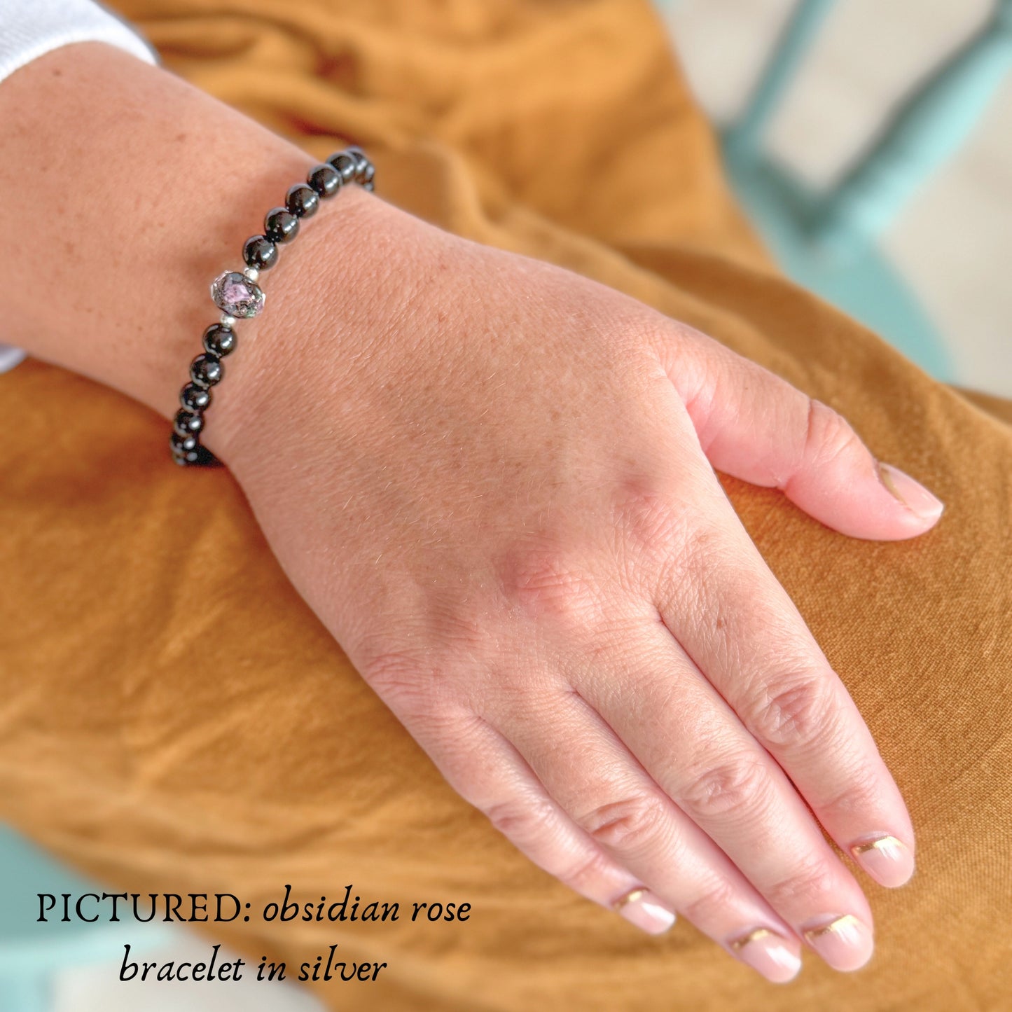 Obsidian Rose Bracelet | Gold
