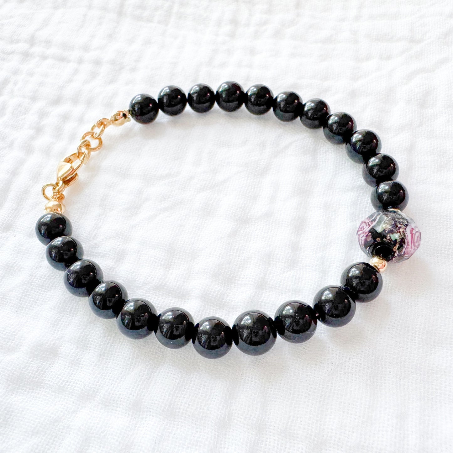 Obsidian Rose Bracelet | Gold
