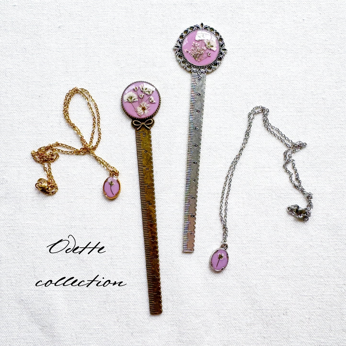 Odette Pressed Flower Bookmark | Silver or Bronze